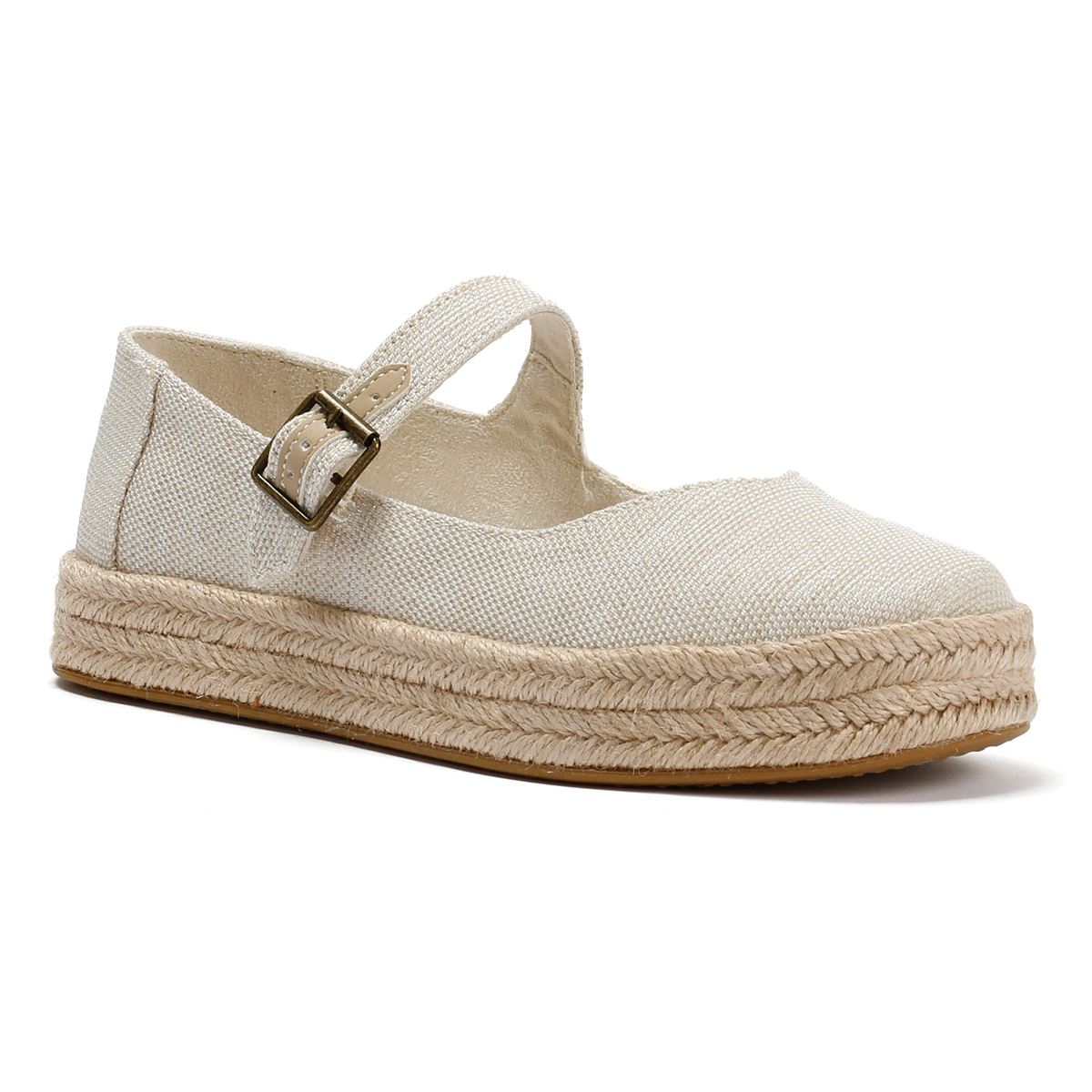TOMS Carolina Mary Jane Textil Damen Weiße Espadrilles