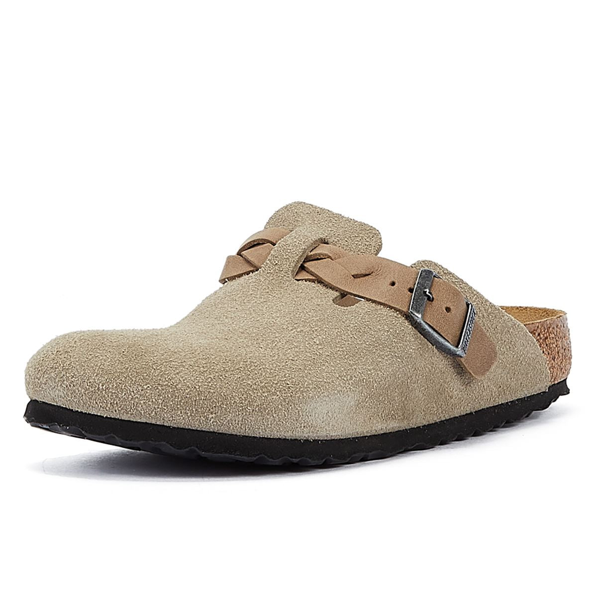 Birkenstock Boston Regulär Clogs Aus Taupefarbenem Wildleder