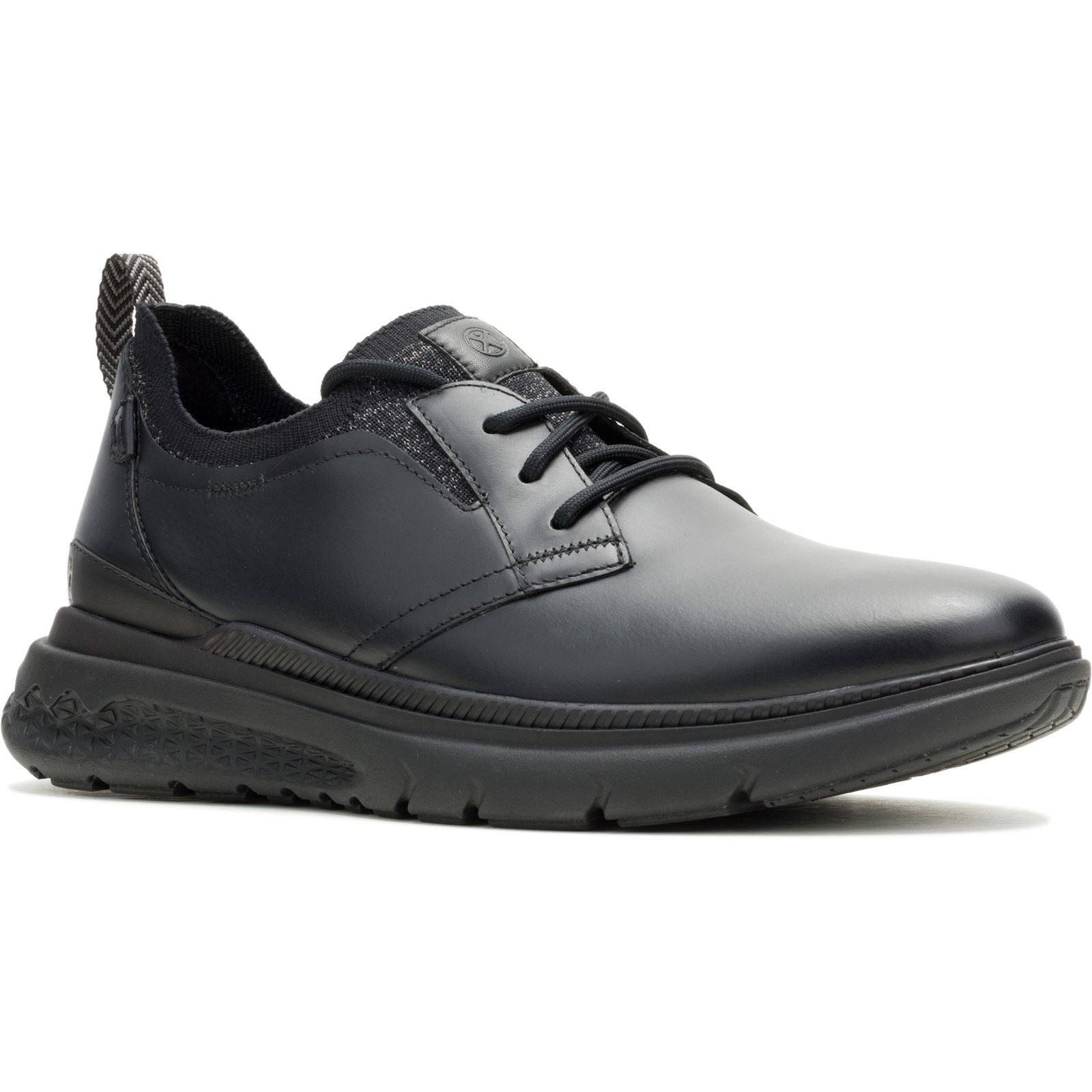 Hush Puppies Excel Leder Herrenschuhe in Schwarz/Schwarz mit Schnürung