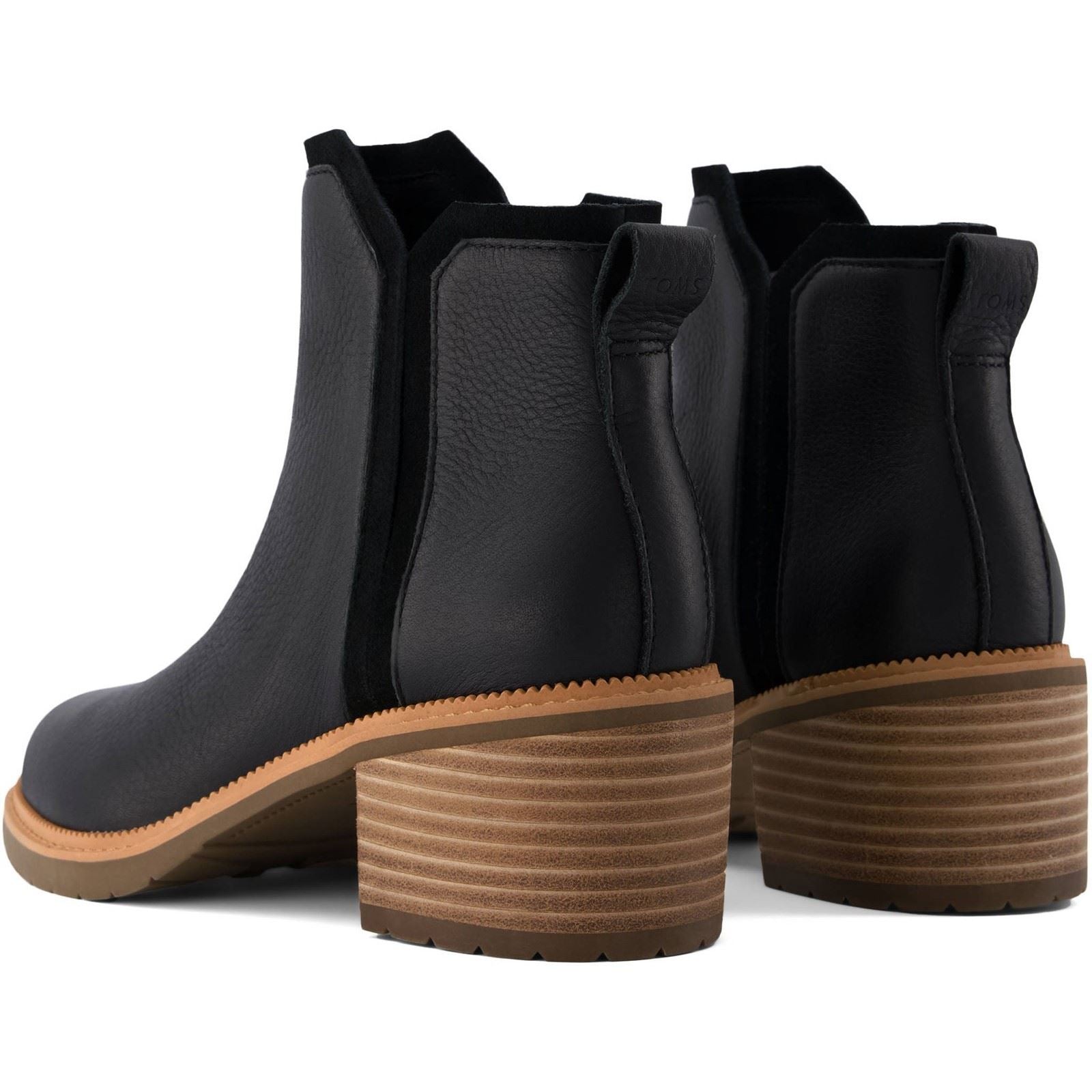 TOMS Hailey Damen Stiefeletten aus schwarzem Leder mit Absatz