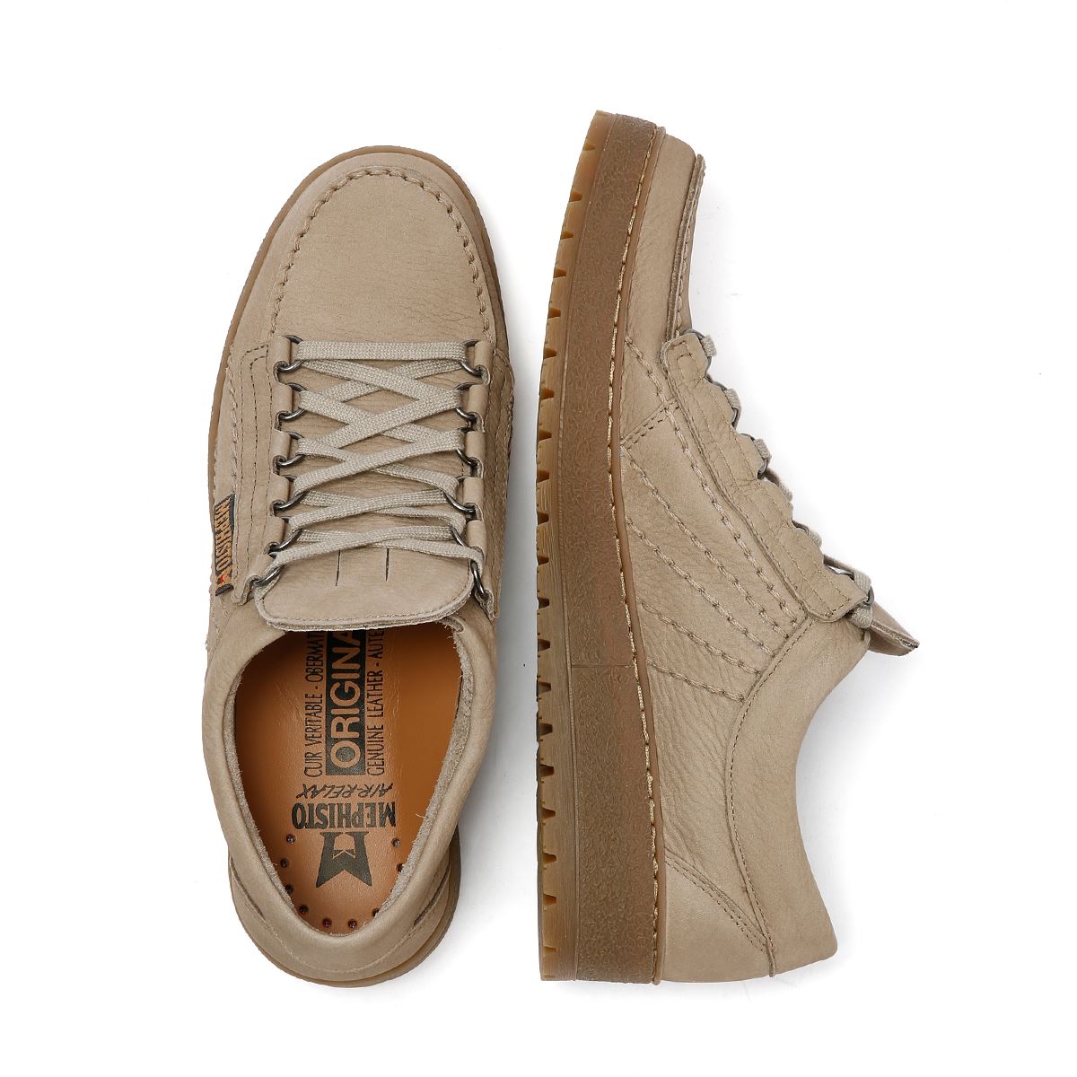 Mephisto Rainbow Sportbuck 1932/35 Leder Herren Beigefarbene Schnürschuhe