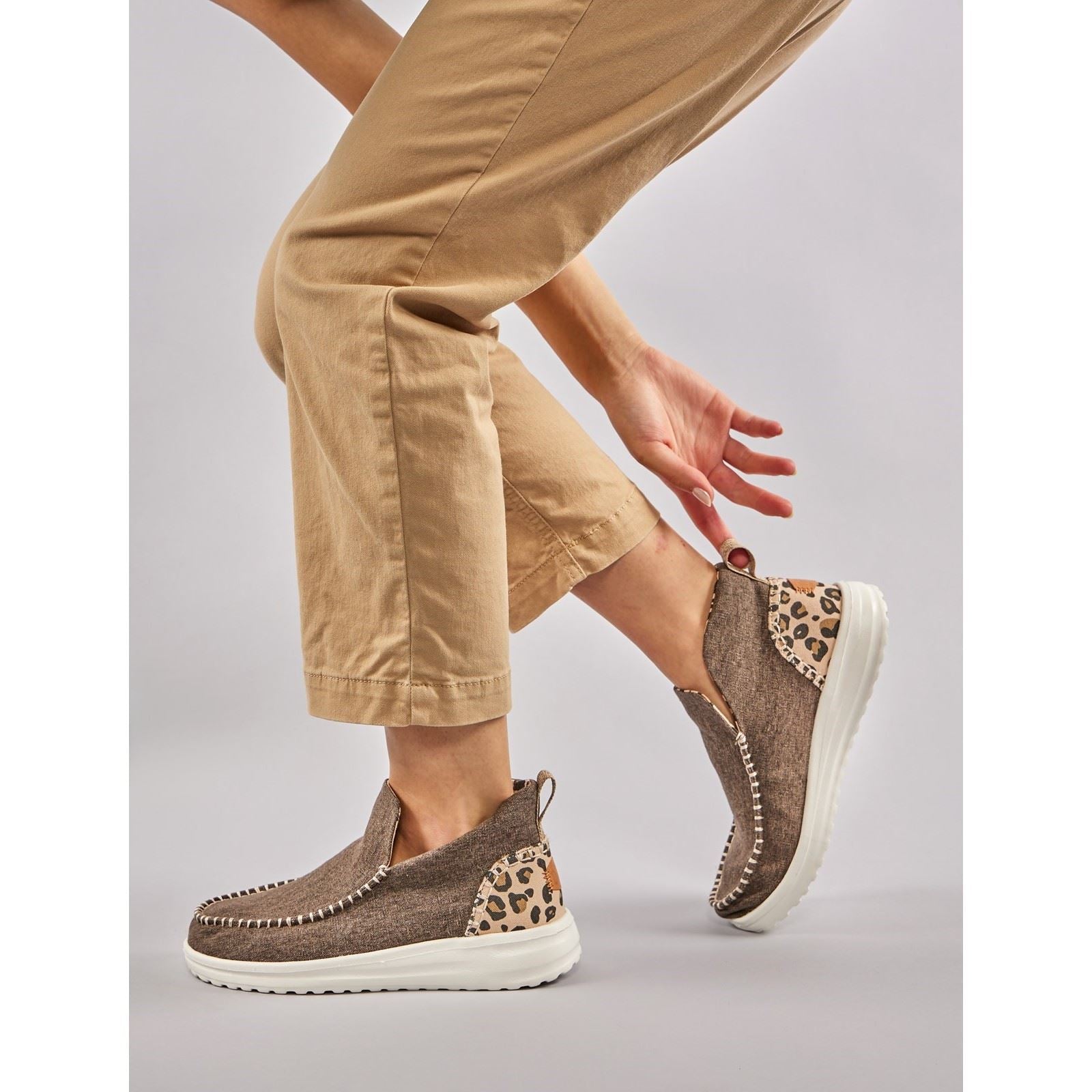 HEYDUDE Denny Baumwoll-Damen-Leopardenstiefel