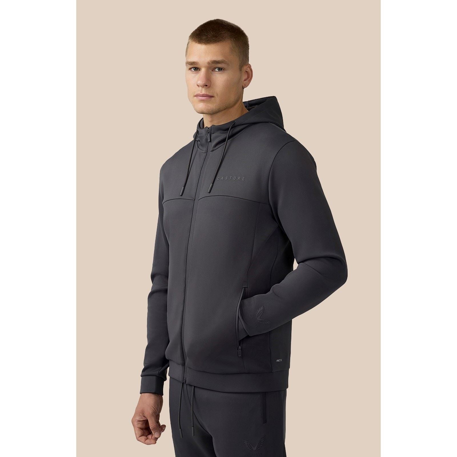 Castore Scuba Full Zip Through Hoody Polyester Herren Grauer Kapuzenpullover