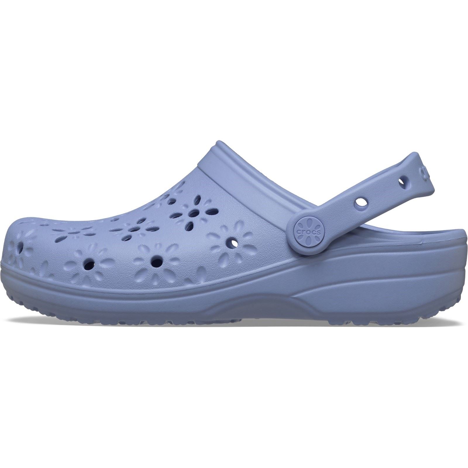 Crocs Classic Floral Cut Out Thermoplastische Damen Clogs In Blau Haze