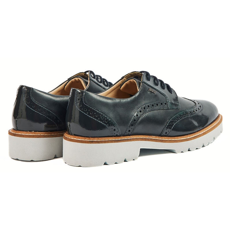 Pod Kortney Leder-Damenschuhe In Marineblau Mit Lackleder Und Brogue-Muster