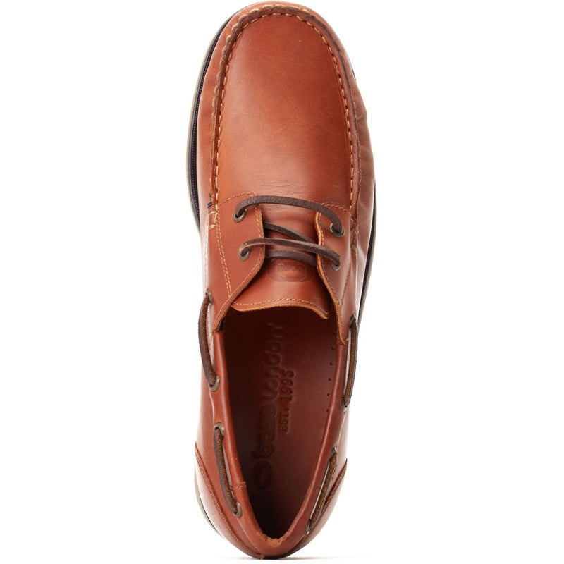 Base London Stern Herren Bootsschuhe Aus Gebranntem Tan-Leder