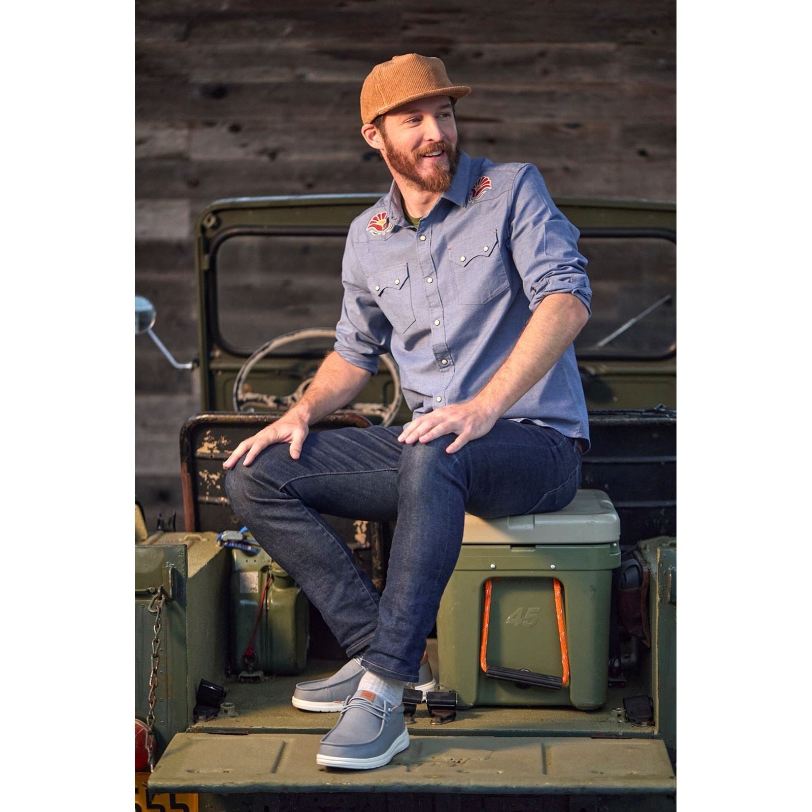 HEYDUDE Paul Canvas Baumwoll Herrenmokassinschuhe In Monument Grau