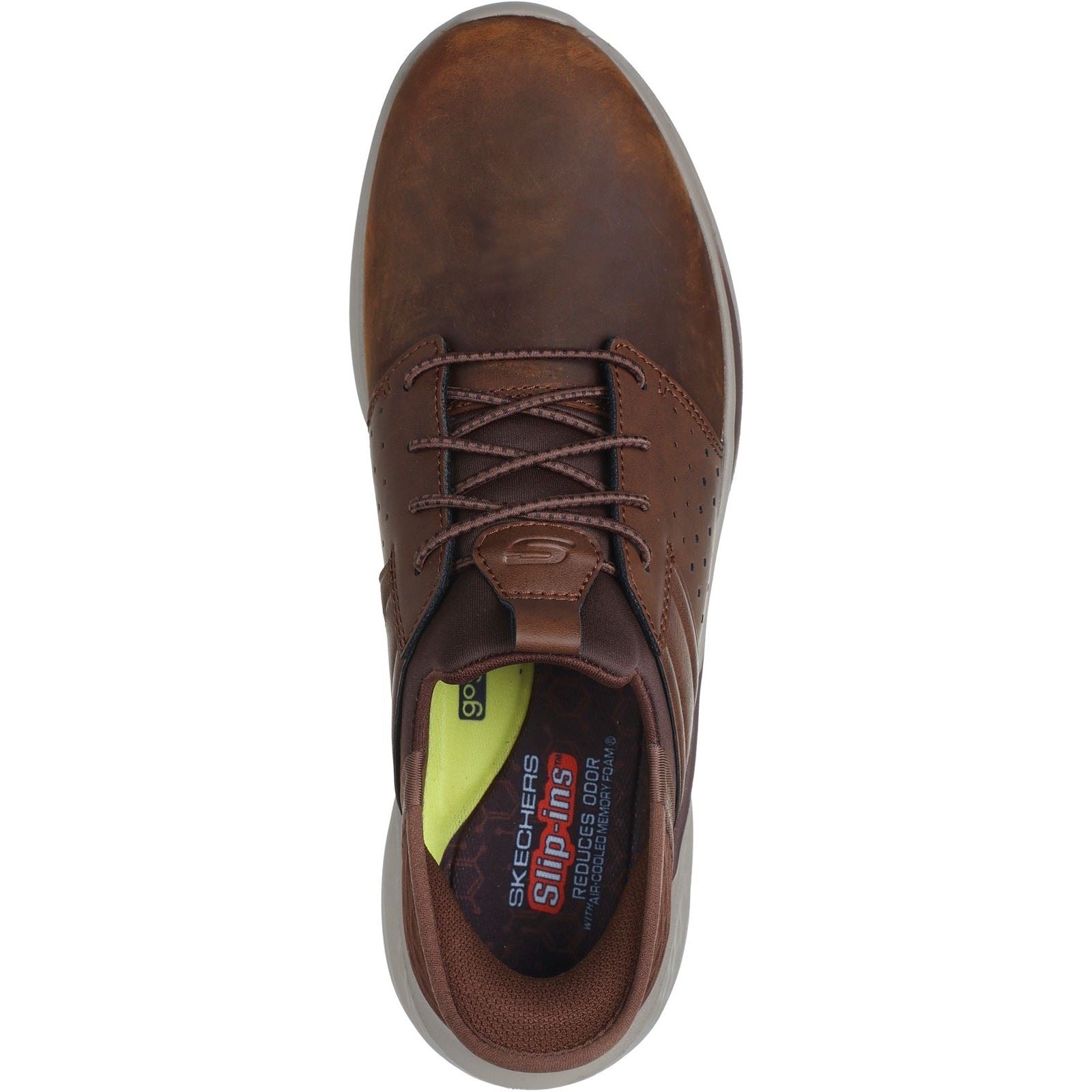 Skechers Slade Zachary Herren Schnürschuhe In Dunkelbraun Aus Textil