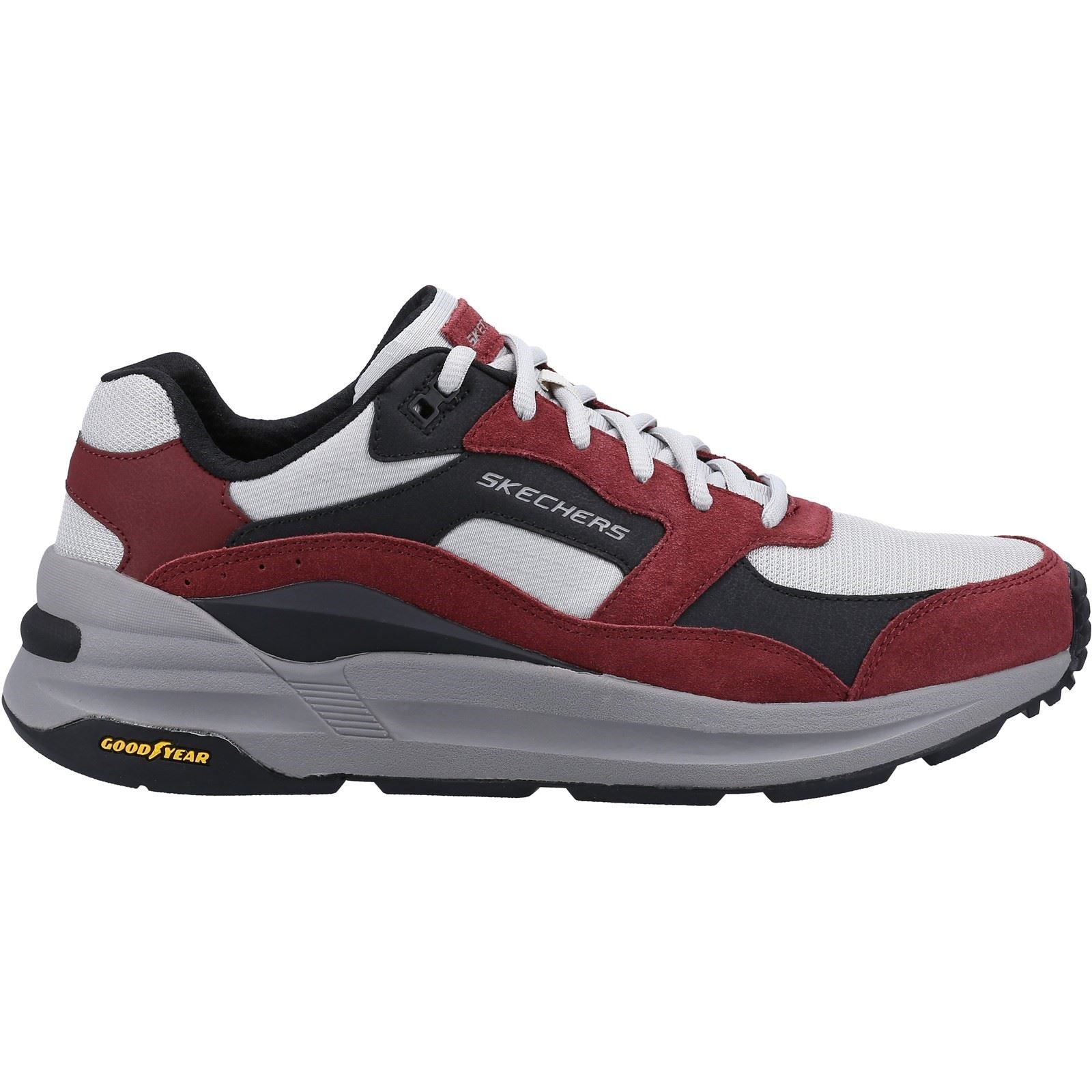 Skechers Global Jogger Leder-Herren-Burgunder-Sneakers
