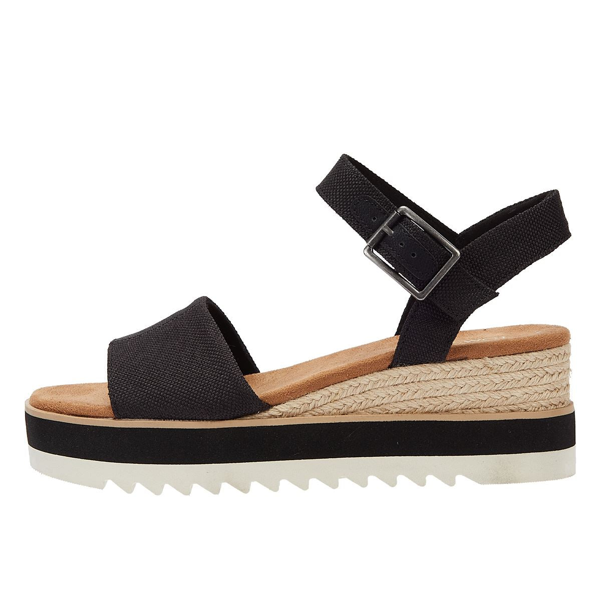 TOMS Diana Canvas Wedge Schwarze Sandale für Damen
