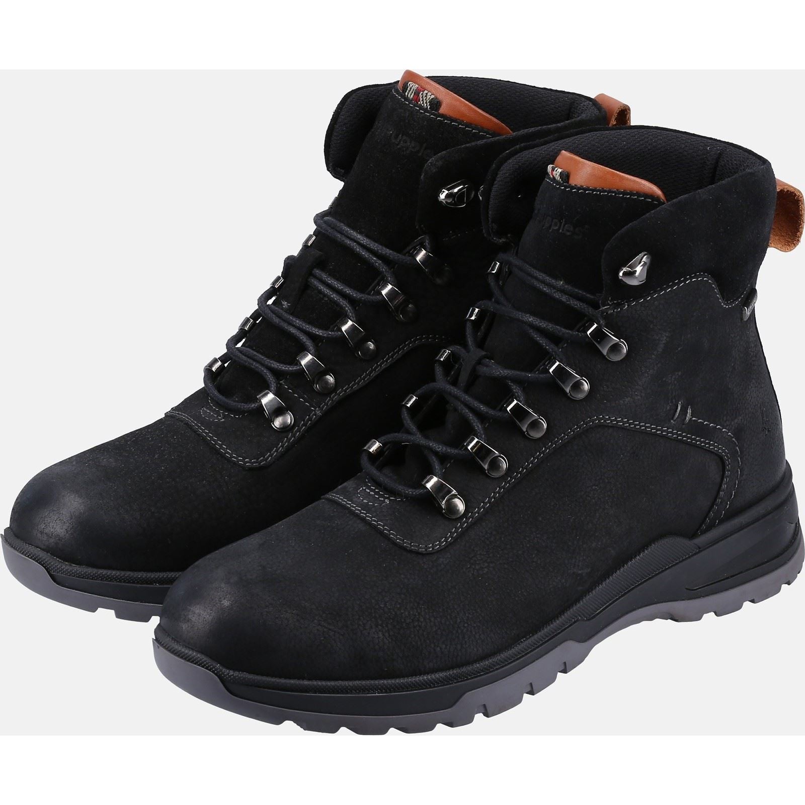 Hush Puppies Paul Leder Herren Schwarze Nubukstiefel