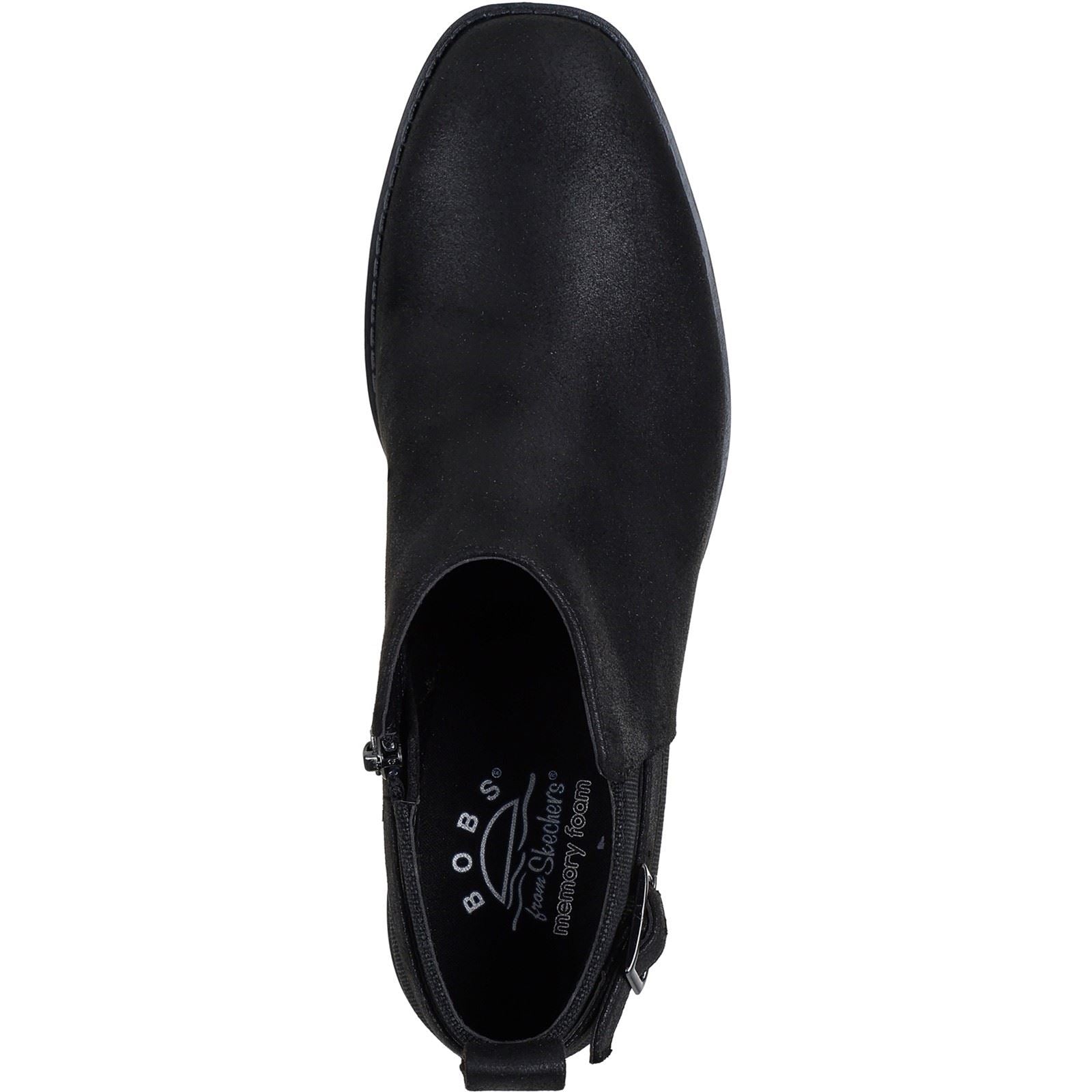 Skechers BOBS Wander Luxe Textile Damen Schwarze Absatzstiefeletten
