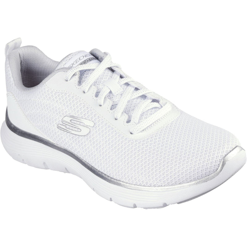 Skechers Flex Appeal 5.0 Uptake Textil Damen Sneaker In Weiß/Silber