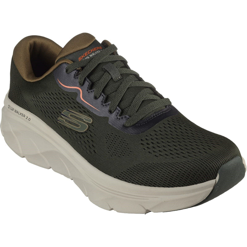 Skechers D'Lux Walker 2.0 Synthetik-Herren-Sneaker In Oliv/Orange