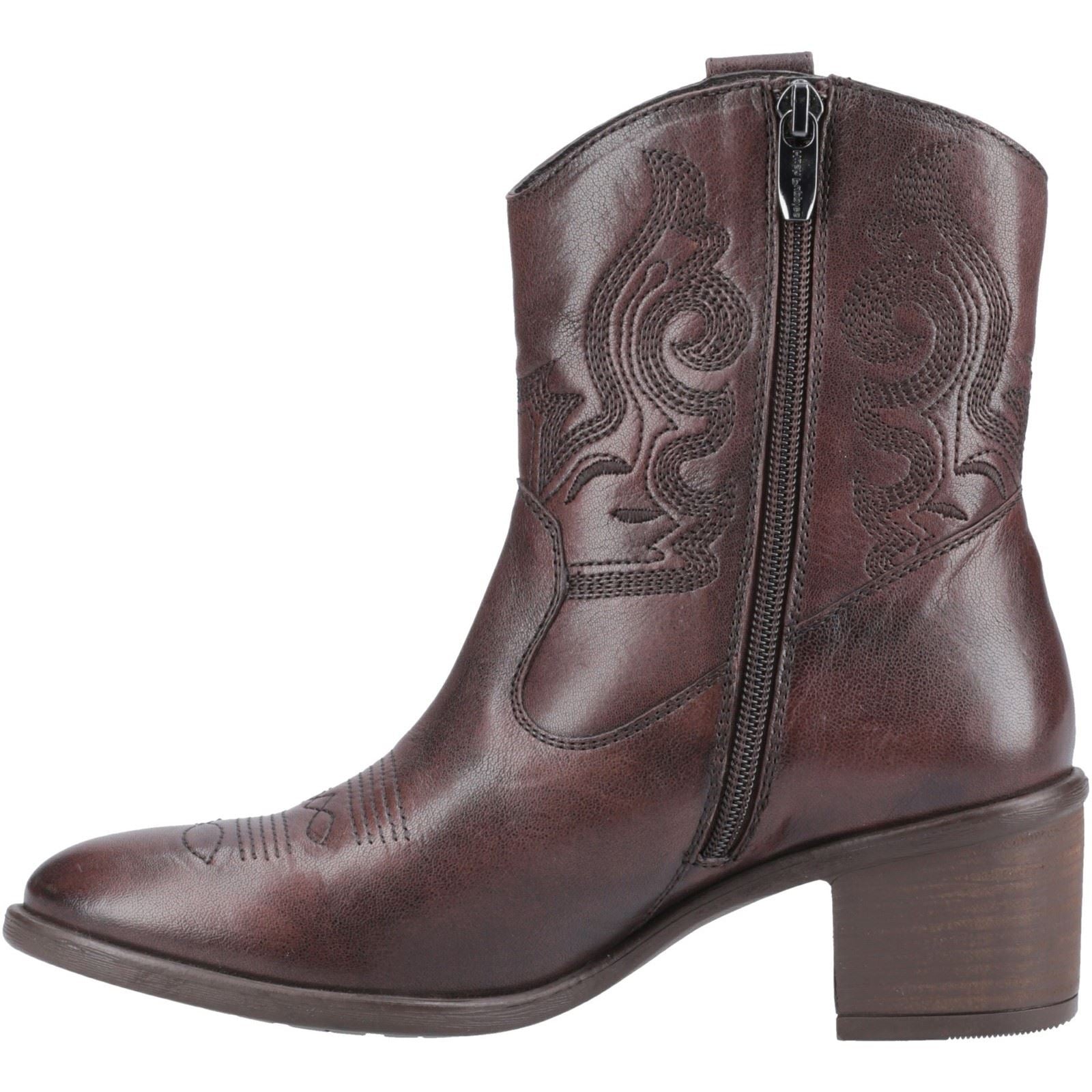 Hush Puppies Wynn Damen Stiefeletten mit Absatz aus Leder in Schokoladenbraun