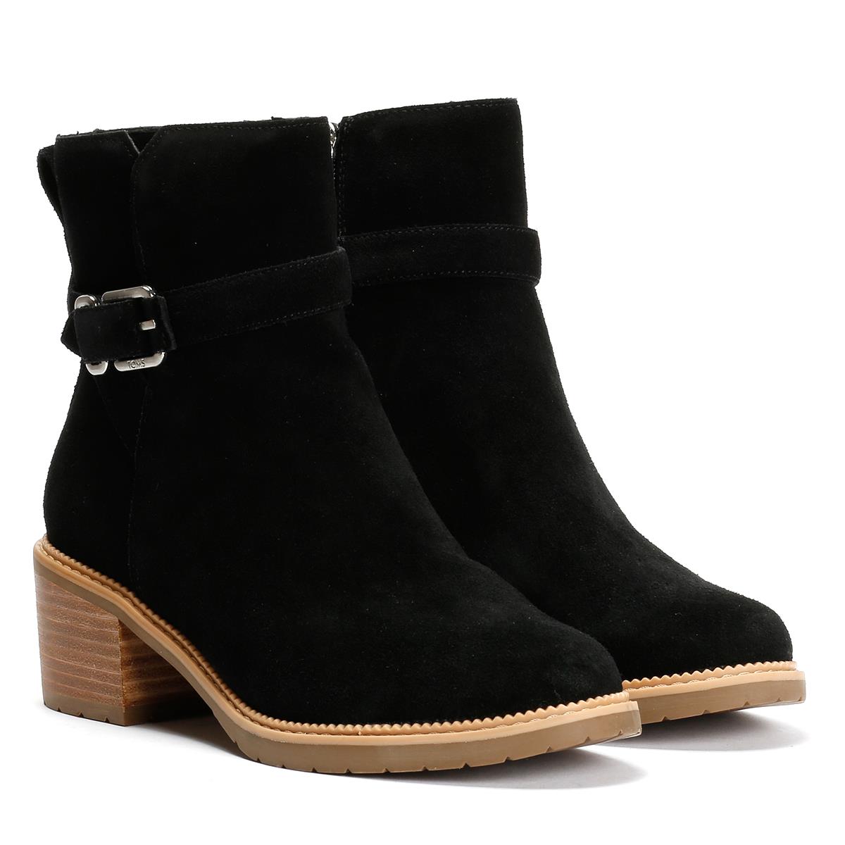 TOMS Hailey Buckle Wildlederschwarze Damenstiefel