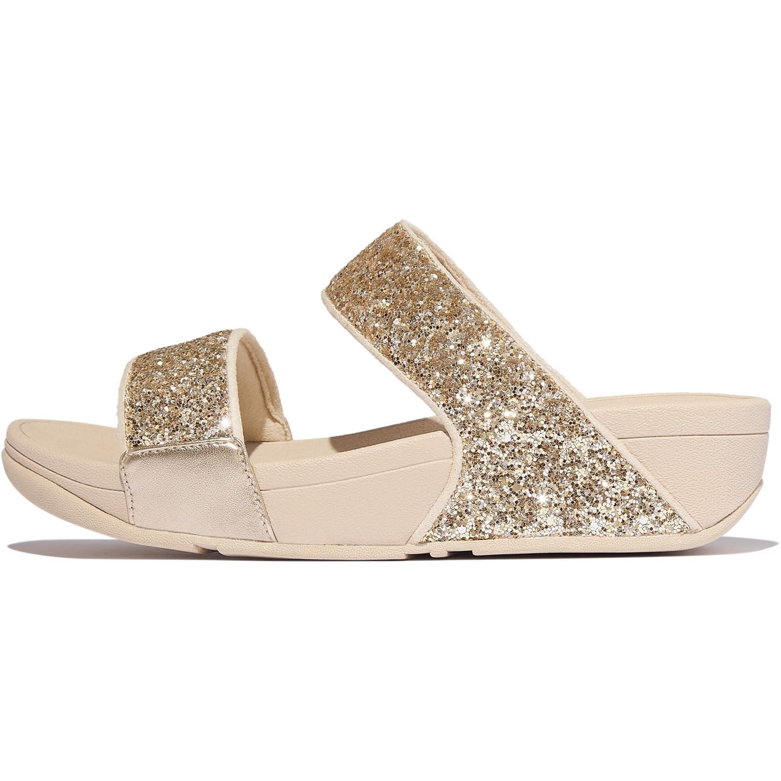 Fitflop Lulu 2 Bar Glitter Polyurethan Damen Platino/Silber Sandalen