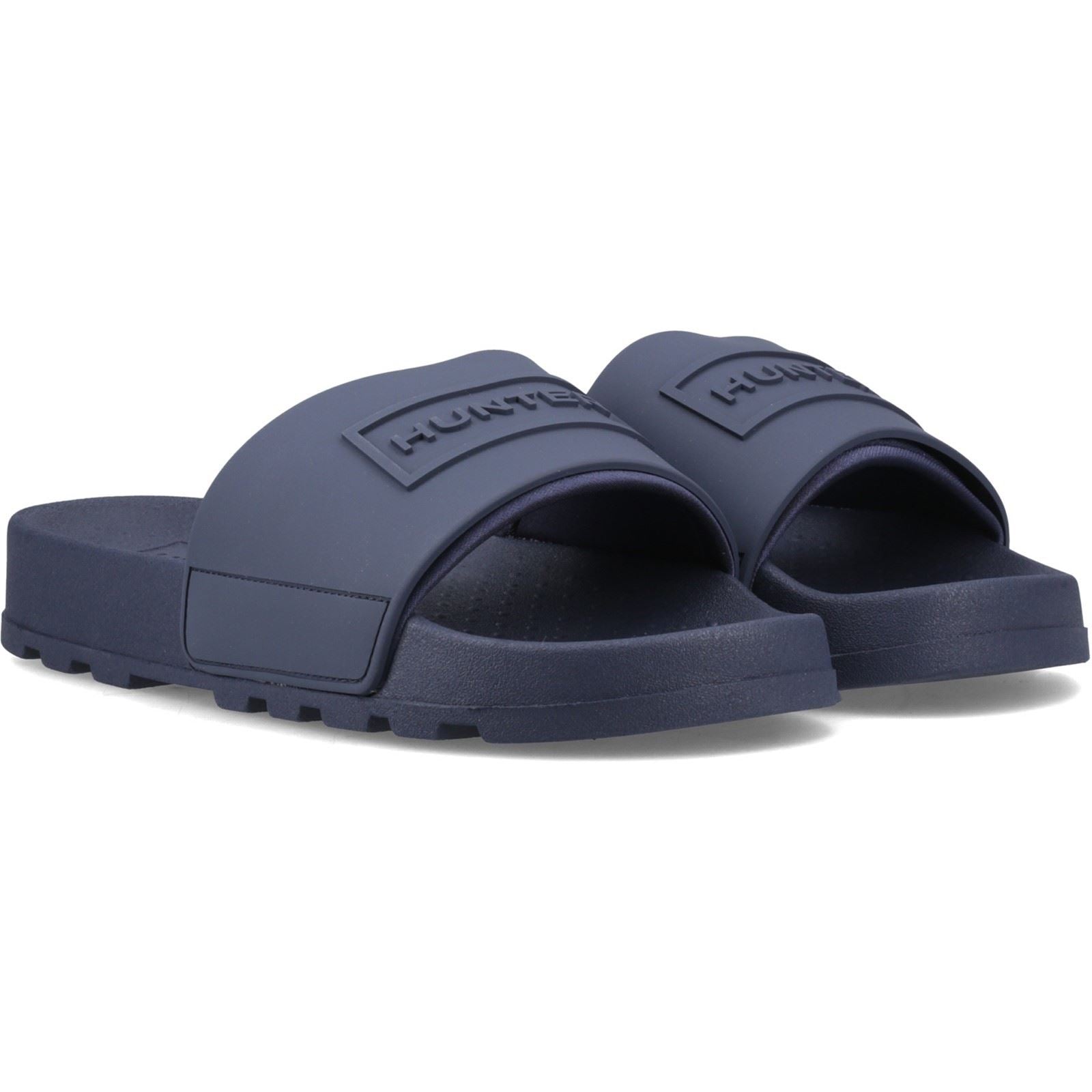 Hunter Core Embossed Slider Polyester Navy Slides