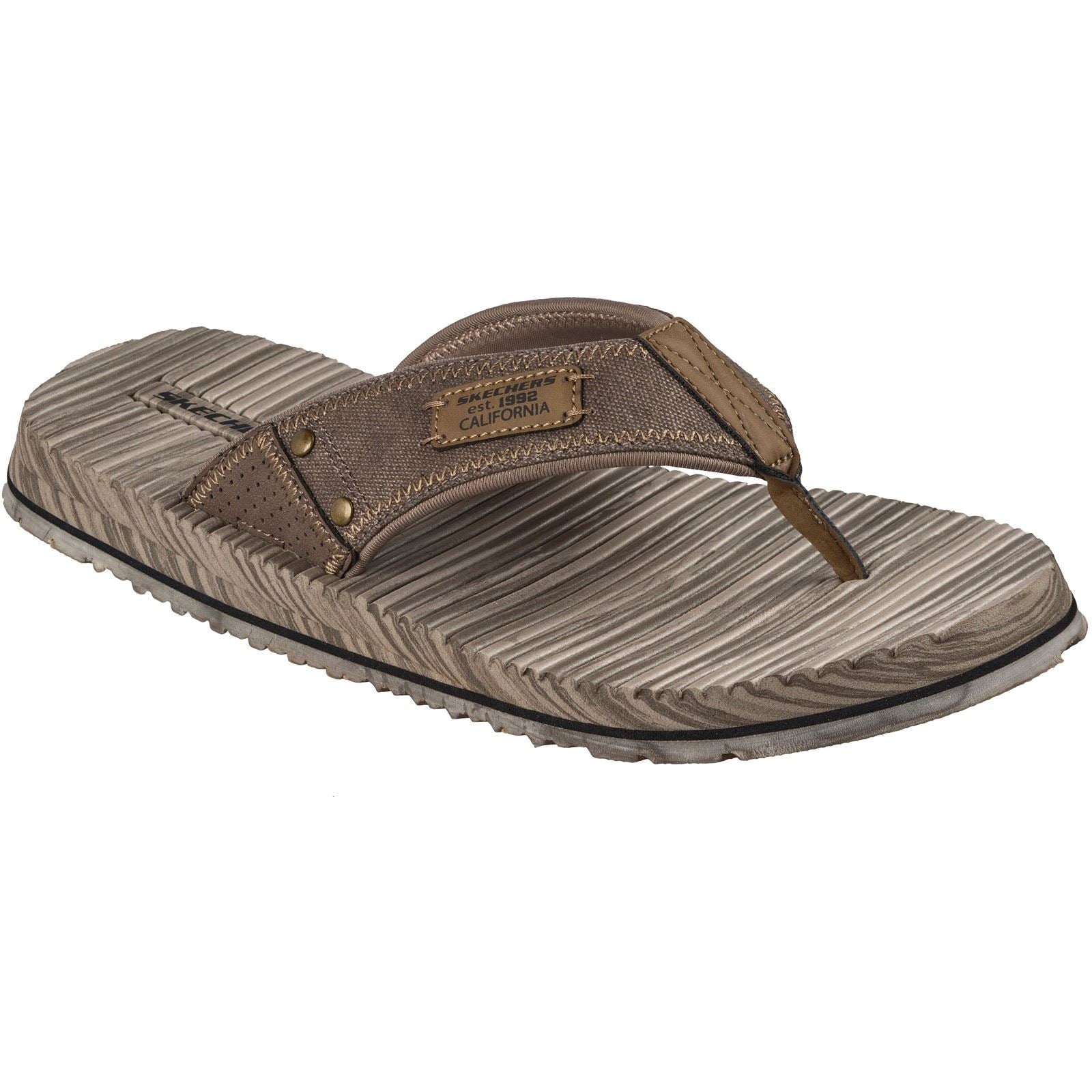 Skechers Quill Textil Herren Braune Flip-Flops