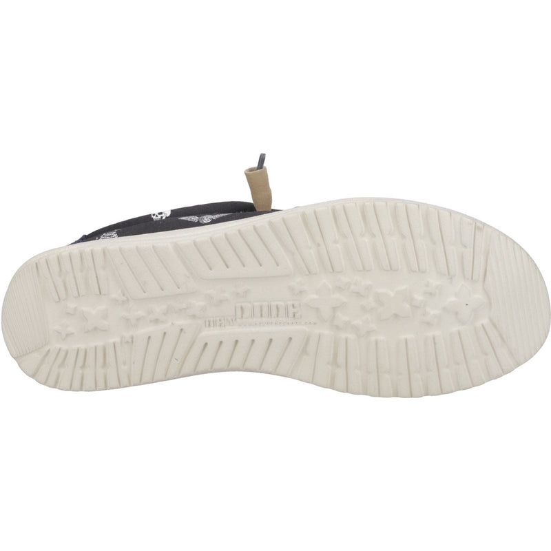 HEYDUDE Wally Stars n Skulls 100% Baumwolle Herren Bootsschuhe In Schwarz