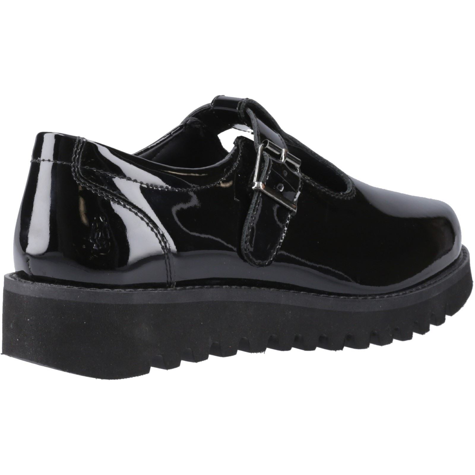 Hush Puppies Florrie T-Bar Mädchenschuhe Aus Schwarzem Leder