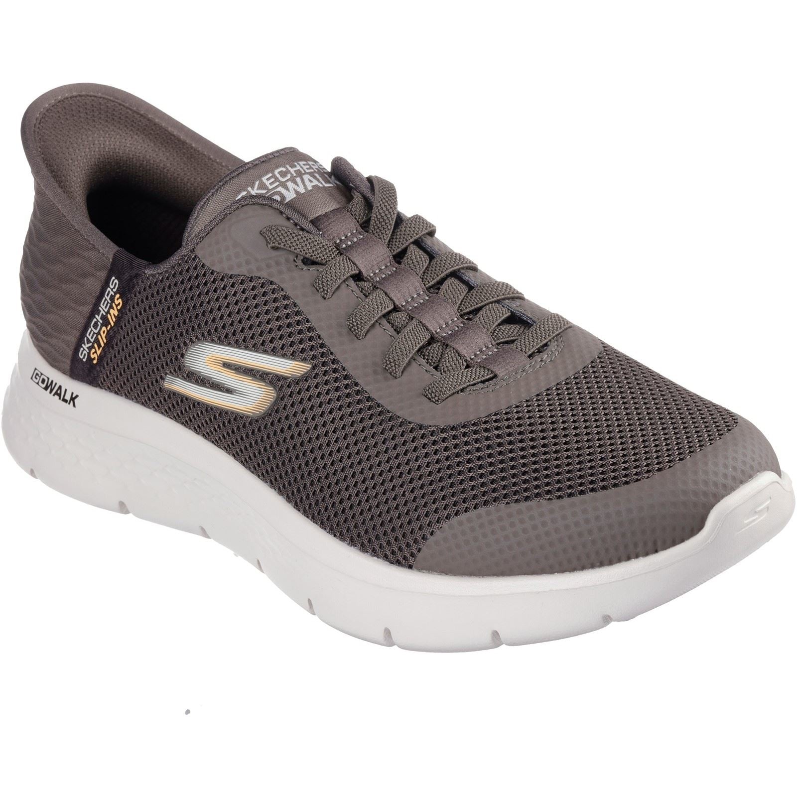 Skechers GO WALK Flex Hands Up Textile Herren Braune Sneakers