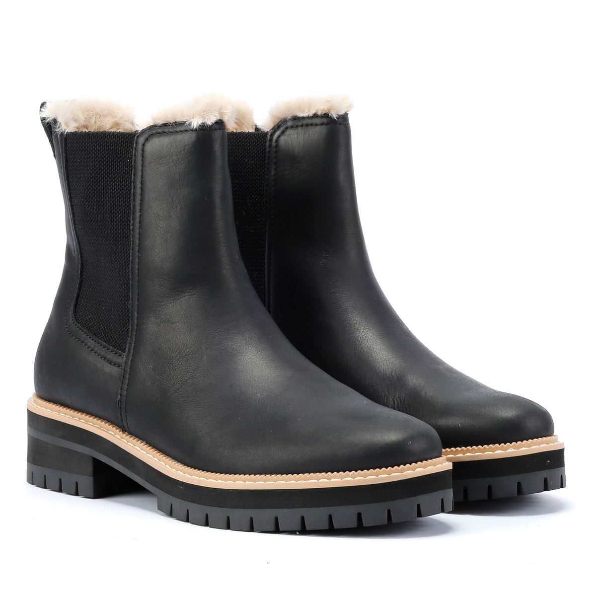 TOMS Bennet Leder Damenstiefel In Schwarz