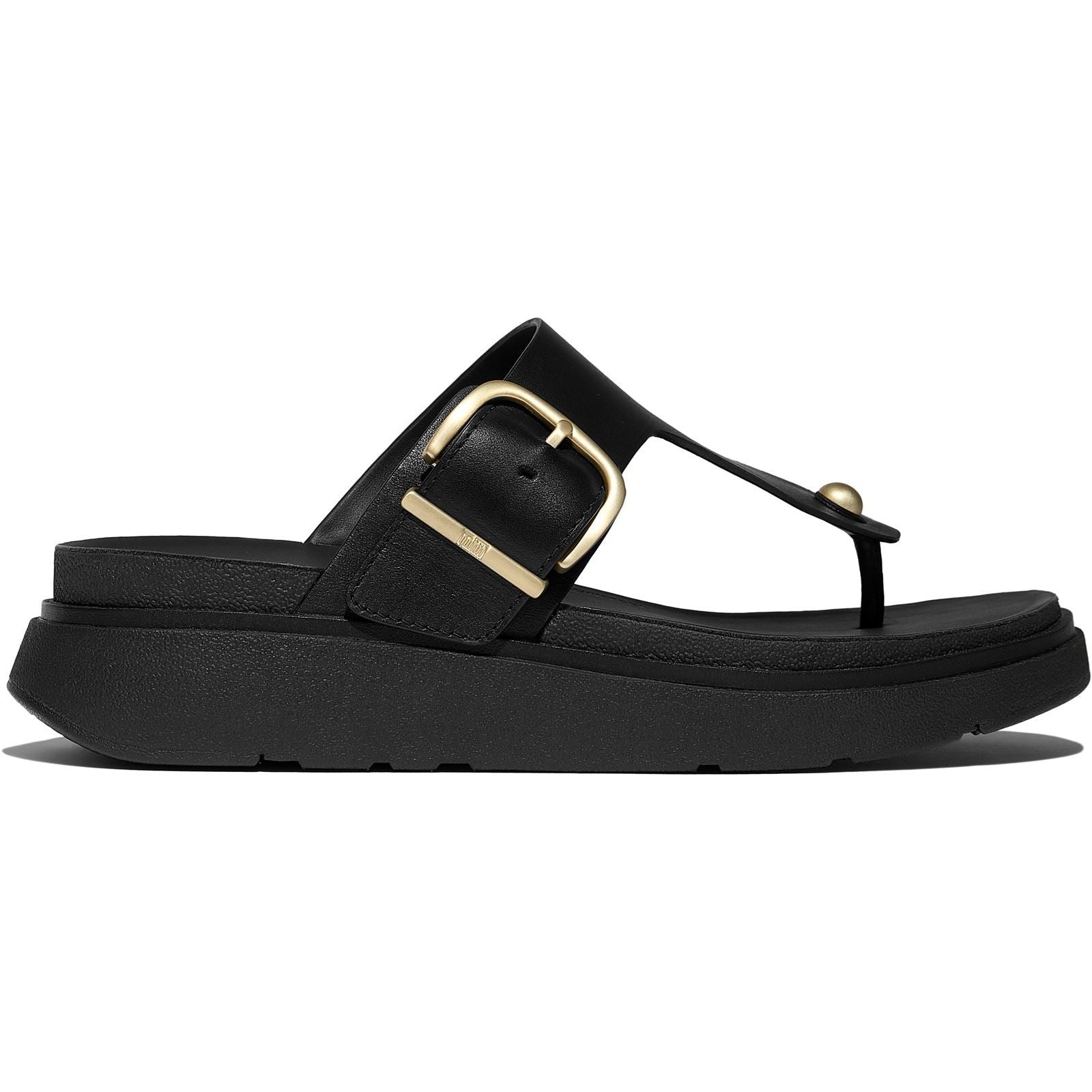 Fitflop Gen-FF Toe-Post Leder Damen Schwarze Sandalen