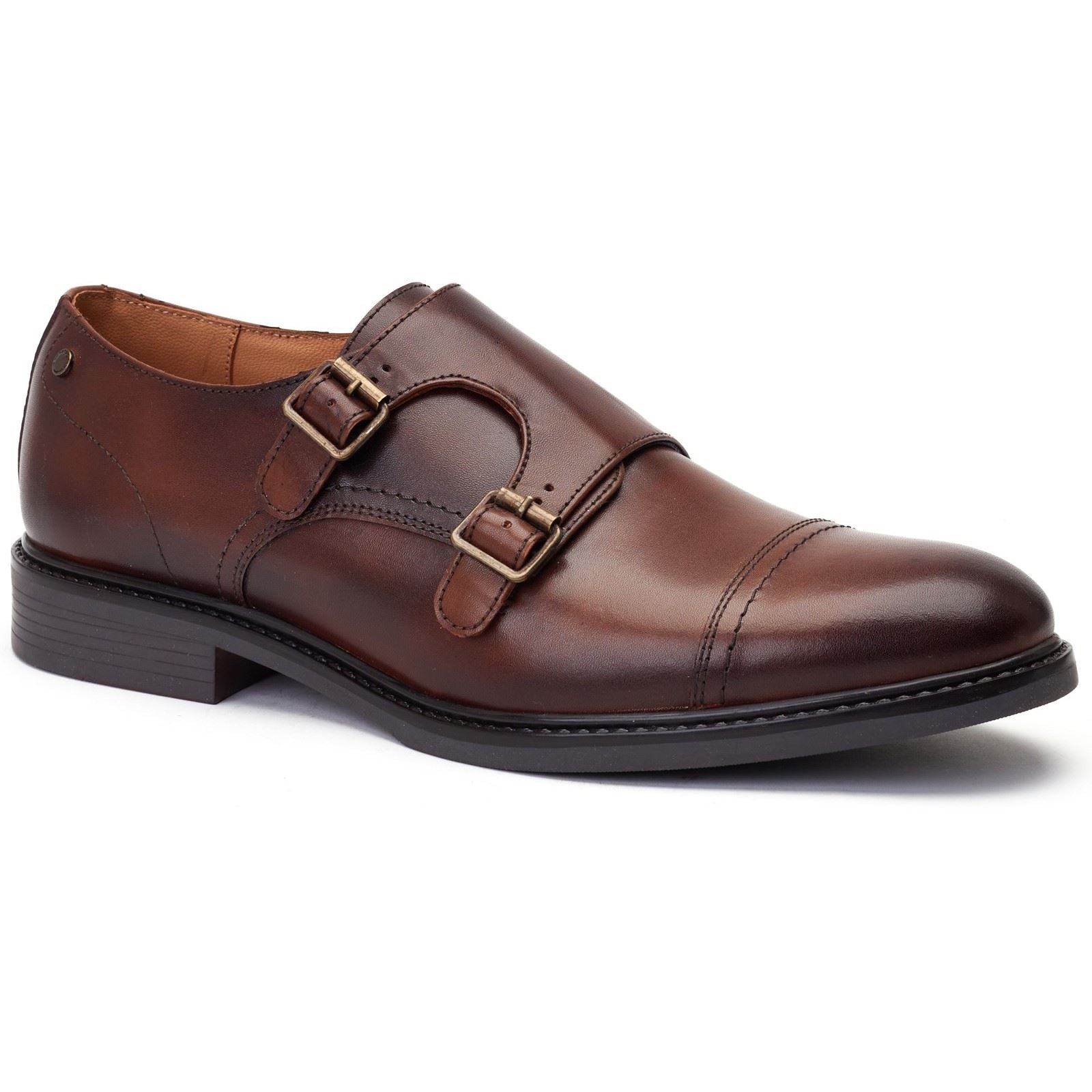 Base London Diablo Herren Doppelmonkschuhe Aus Braunem Leder