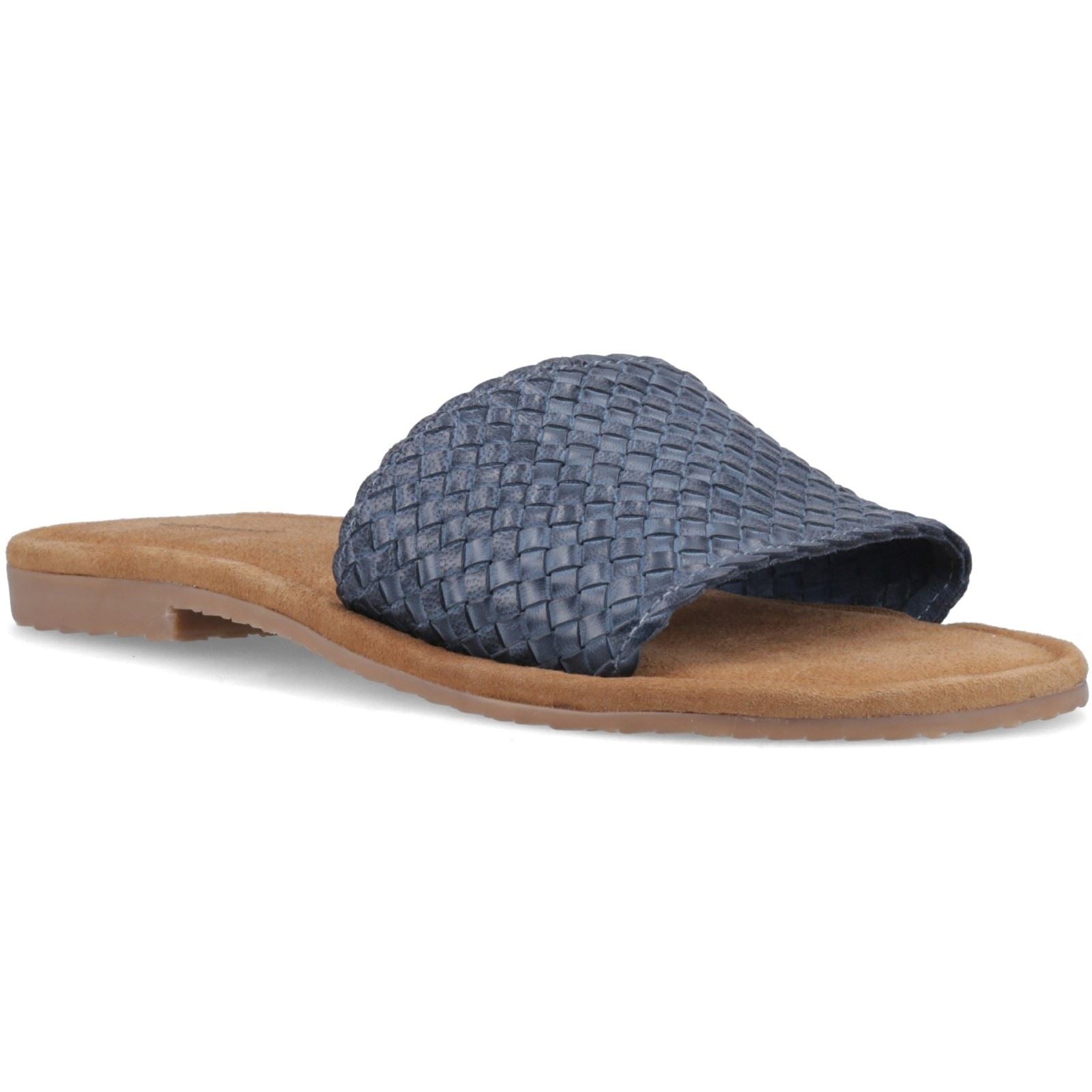 Hush Puppies Hetty Slide Leder Damen Marinefarbene Passform Sandalen