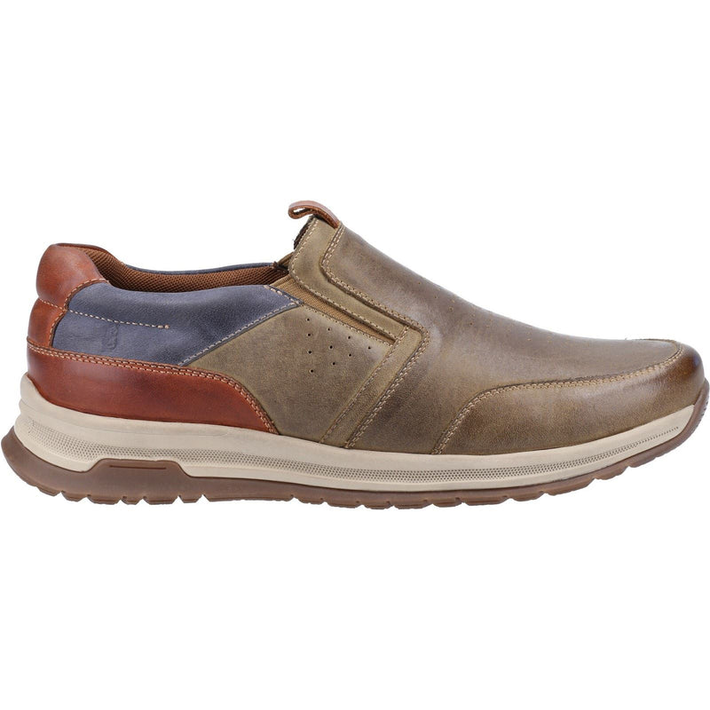 Hush Puppies Cole Herren-Lederloafer In Khaki/Marineblau/Braun-Leder-Mix
