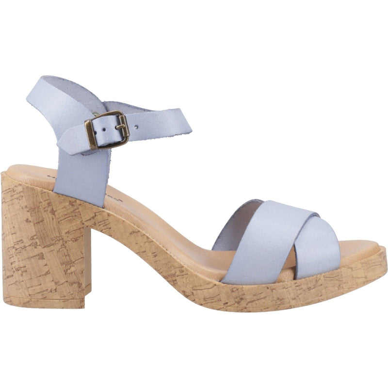 Hush Puppies Georgia Cork Damen Sandalen Aus Blauem Leder