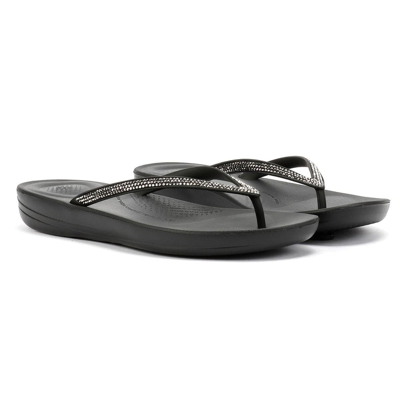 FitFlop Iqushion Sparkle Damen Schwarzgummi Zehentrenner