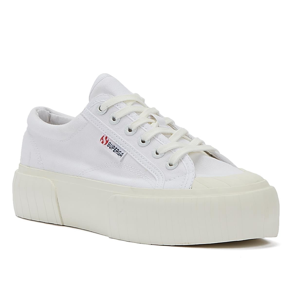 Superga 2631 Streifen-Plateau-Sneaker Für Damen In Weiß