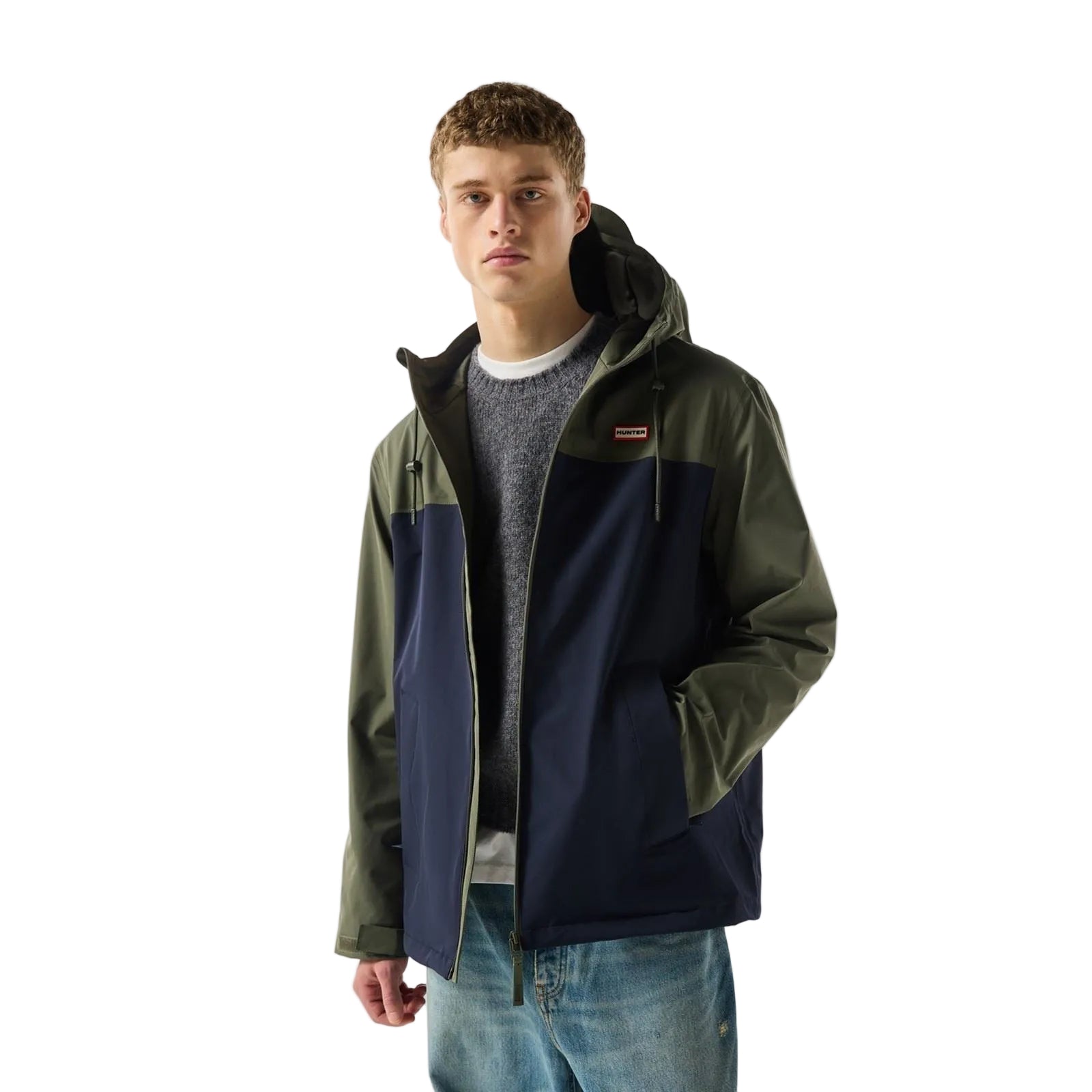 Hunter Original Mens Block Waterproof Herren Regenjacke In Grün
