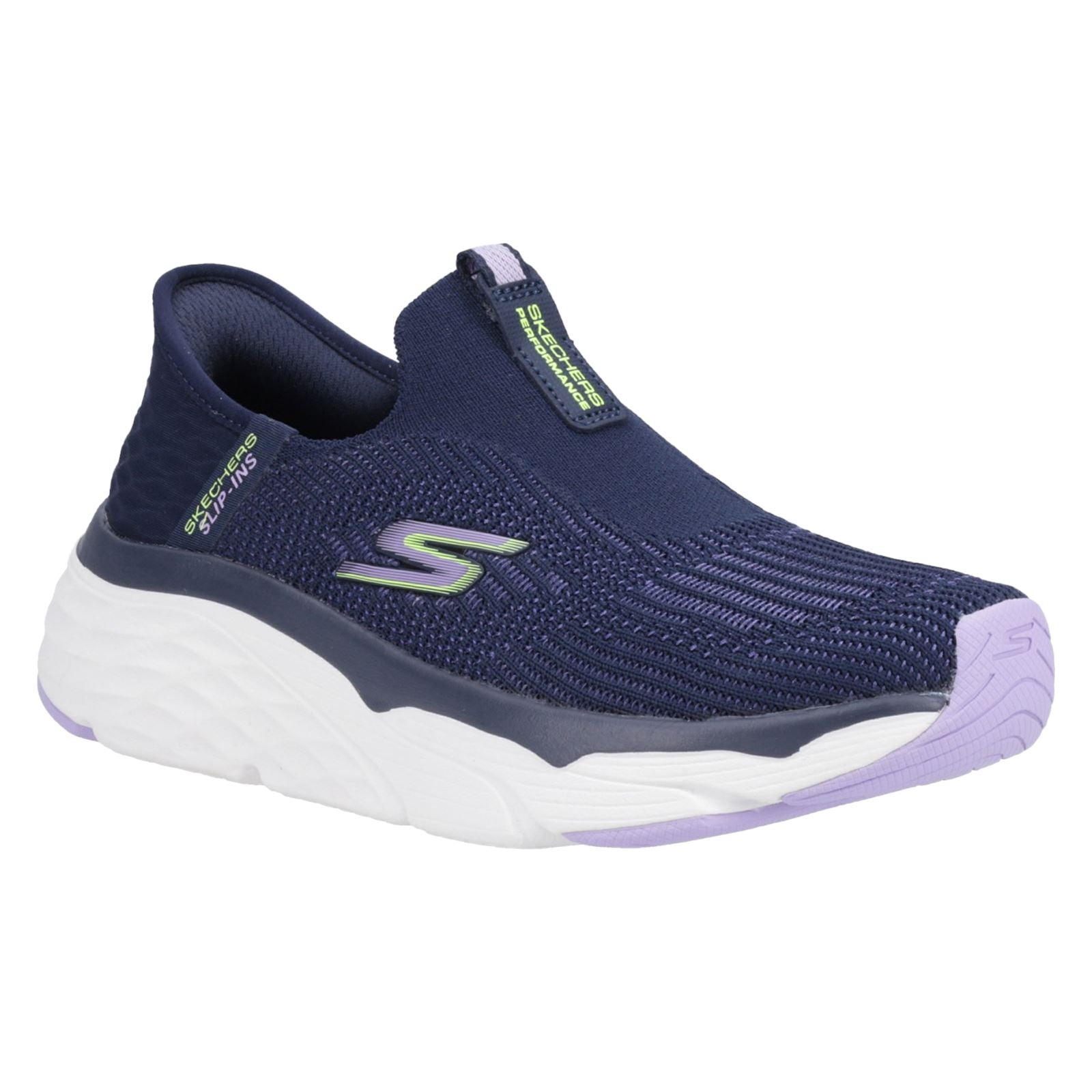 Skechers Max Cushioning - Smooth Damen Sneaker In Marineblau/Lavendel