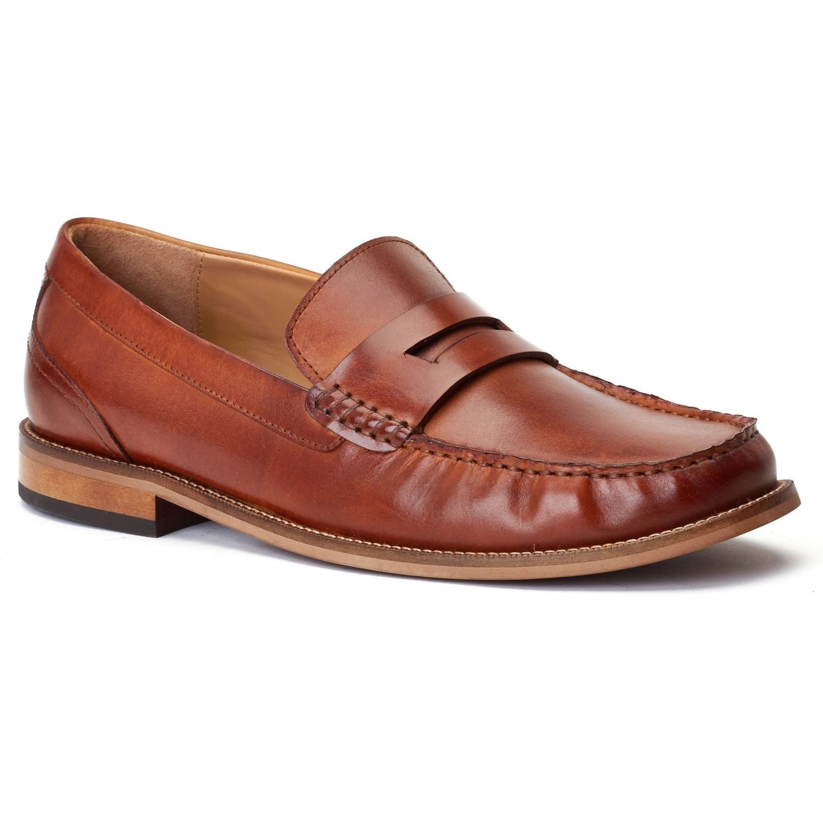 Base London Garfield Herren Mokassins Aus Gebranntem Tan-Leder