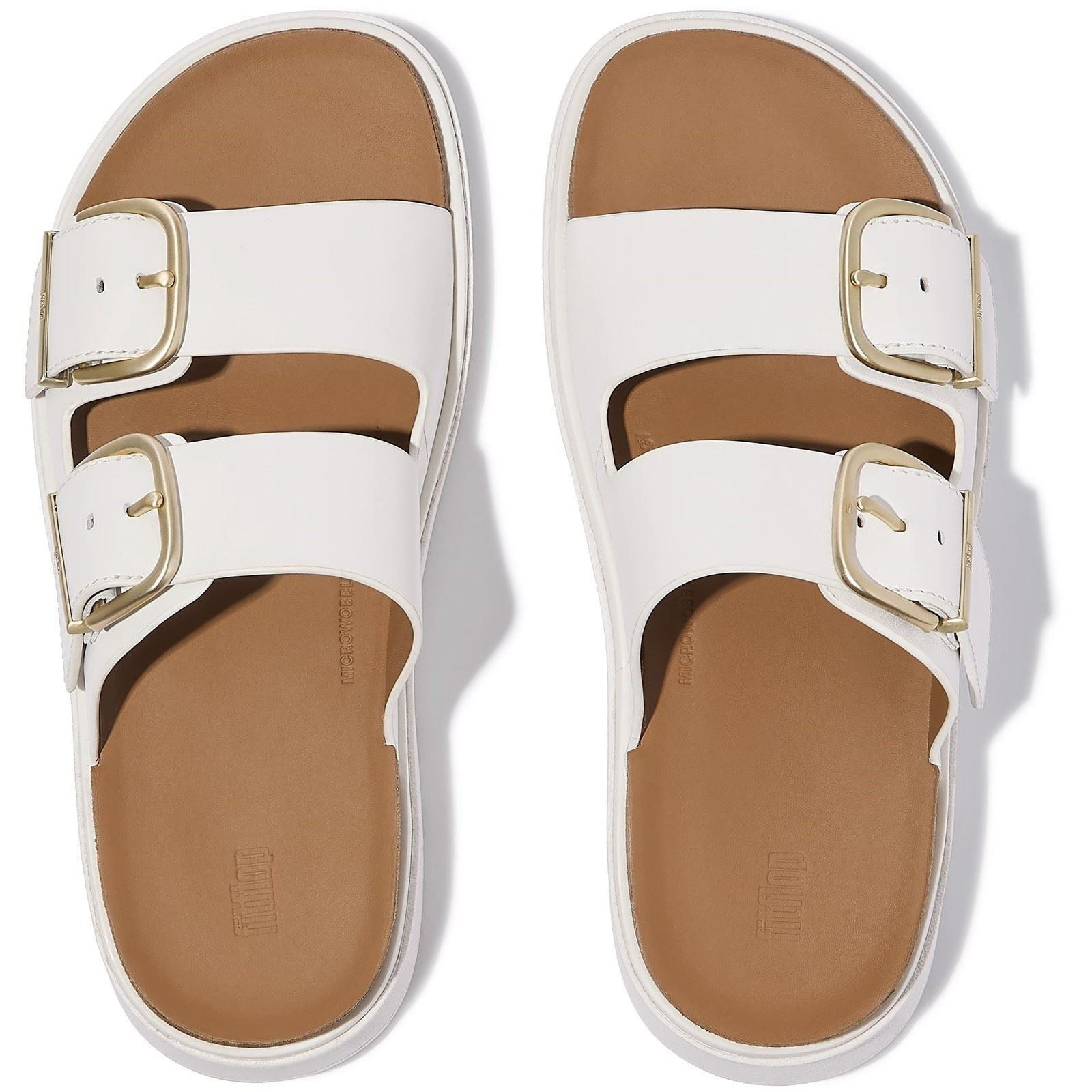 Fitflop Gen-FF Two-Bar Leder Damen Urban Weiße Sandalen
