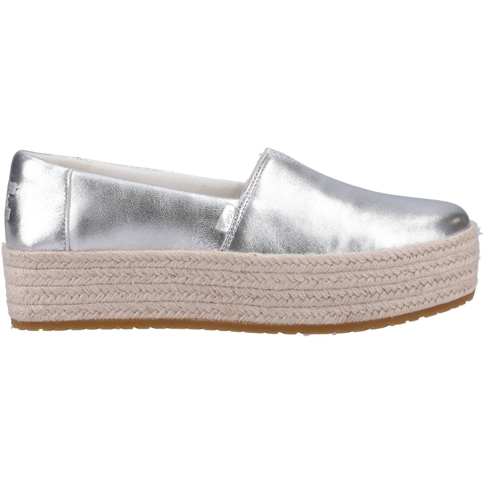 TOMS Valencia Damen Espadrilles Aus Silbernem Leder.