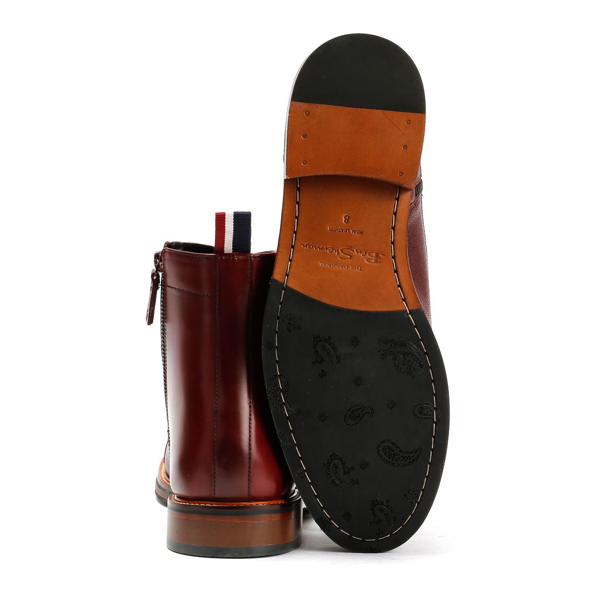 Ben Sherman Harrington Leder Herren Rote Stiefel
