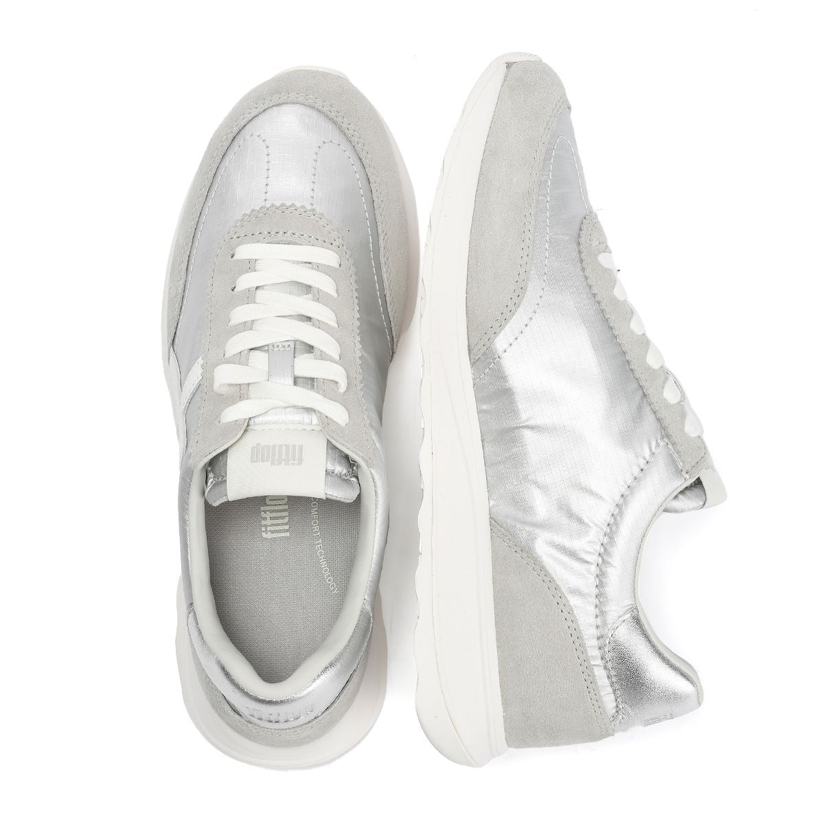 FitFlop Retro-Q FF Nylon Damen Silber Sneakers