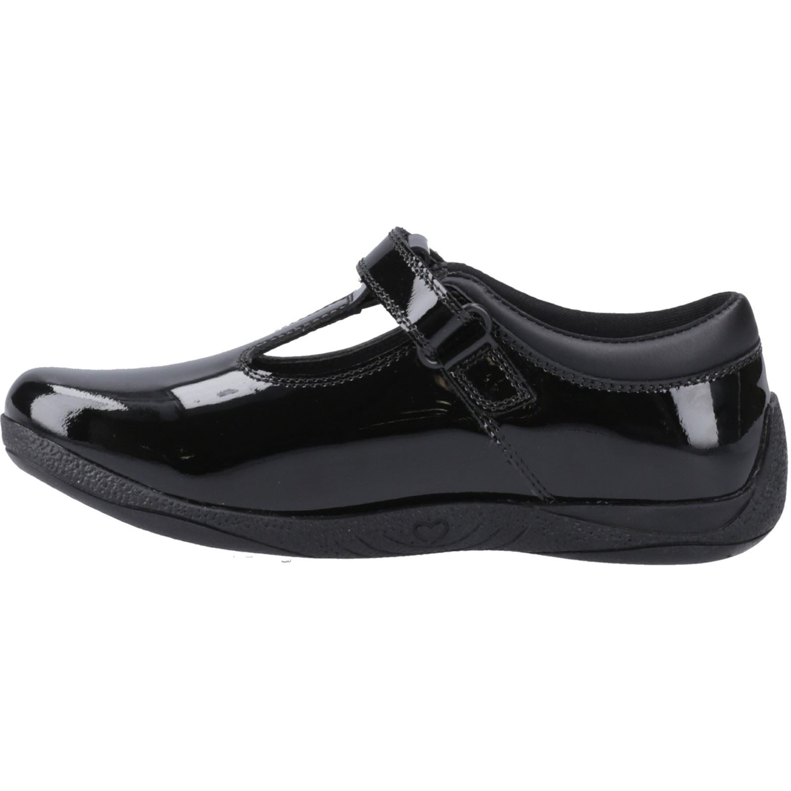 Hush Puppies Caitlin T-Bar Mädchenschuhe Aus Schwarzem Leder