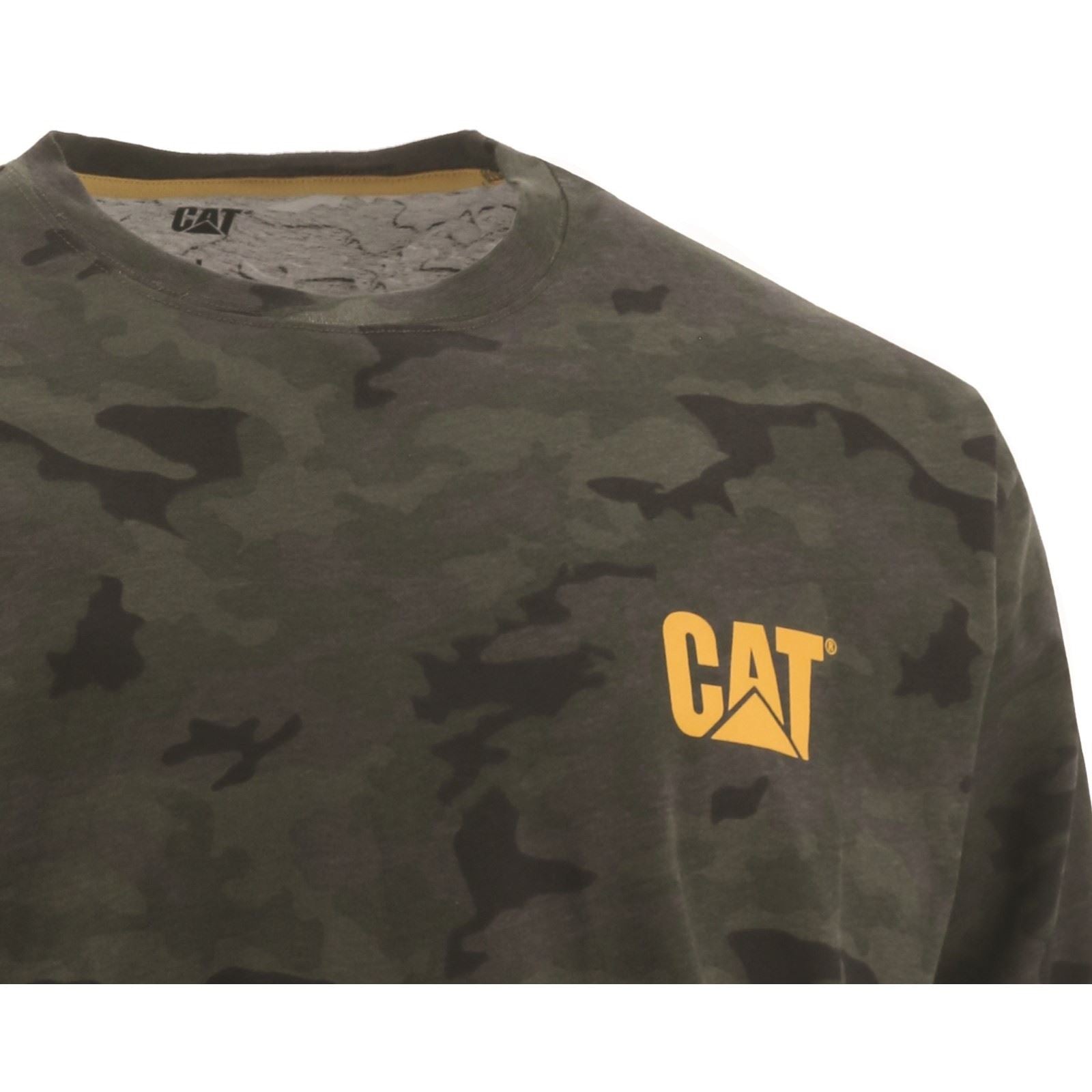 Caterpillar Trademark Banner Long Sleeve Baumwolle Herren Grünes T-Shirt