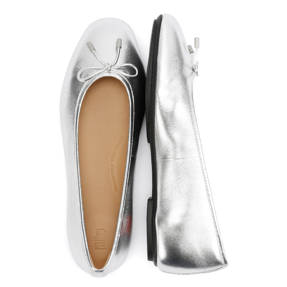 FitFlop Delicato Damen-Silber-Flats Aus Metallic-Leder