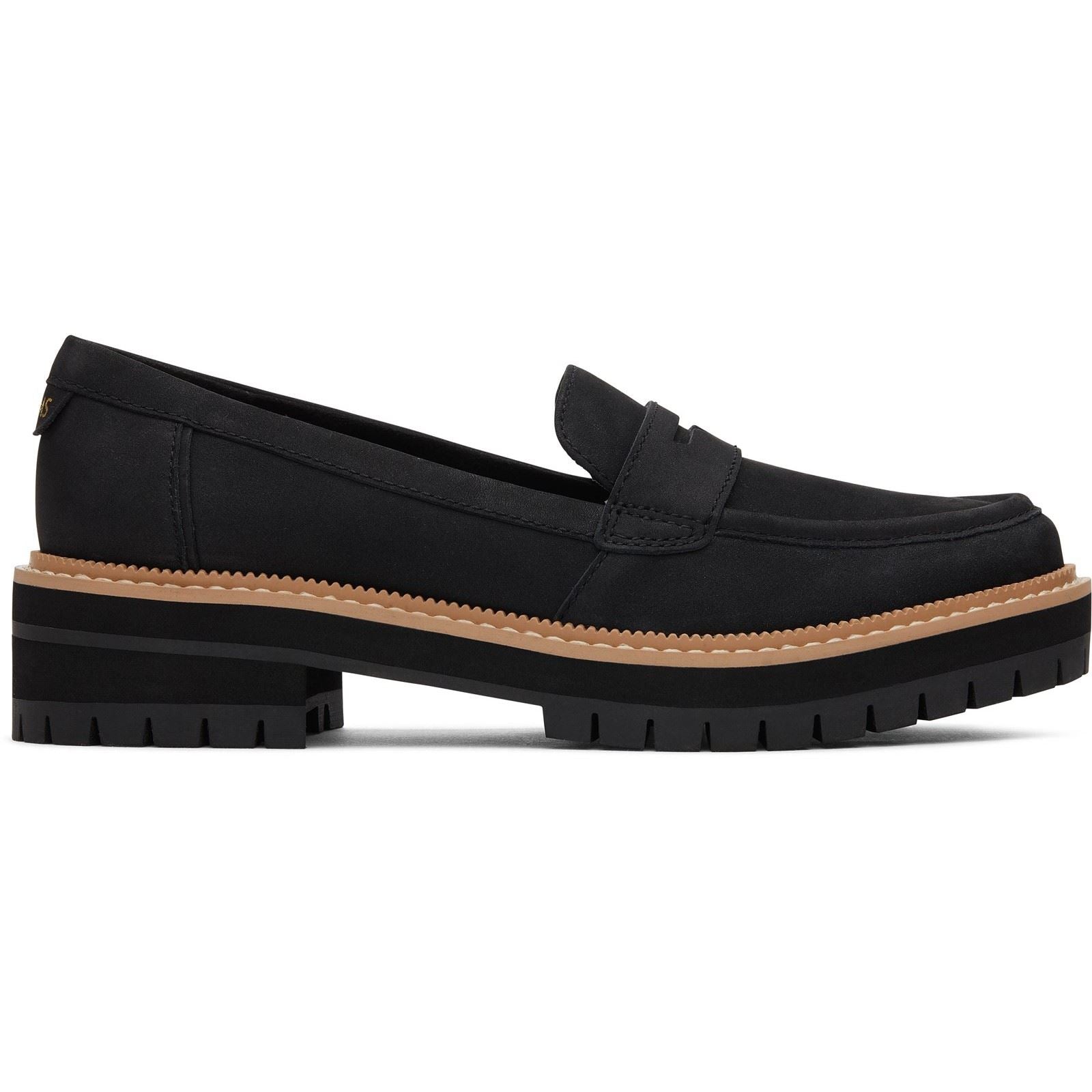 TOMS Cara Leder Frauen Schwarze Farbe Slipper