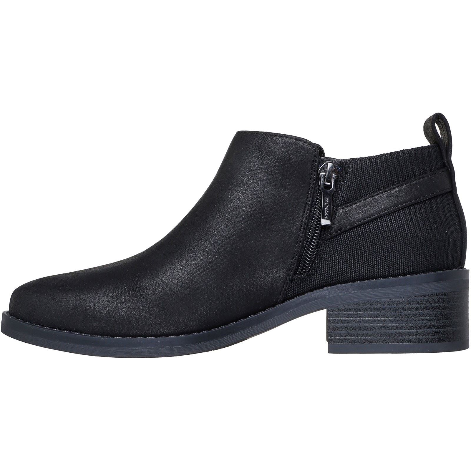 Skechers BOBS Wander Luxe Textile Damen Schwarze Absatzstiefeletten