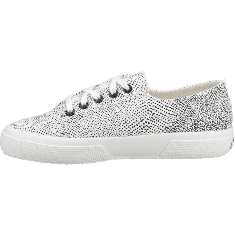 Superga 2730 Micro Faux Snake Damen-Sneaker Aus Kunstleder In Weiß Avorio/Schwarz Schlangenmuster