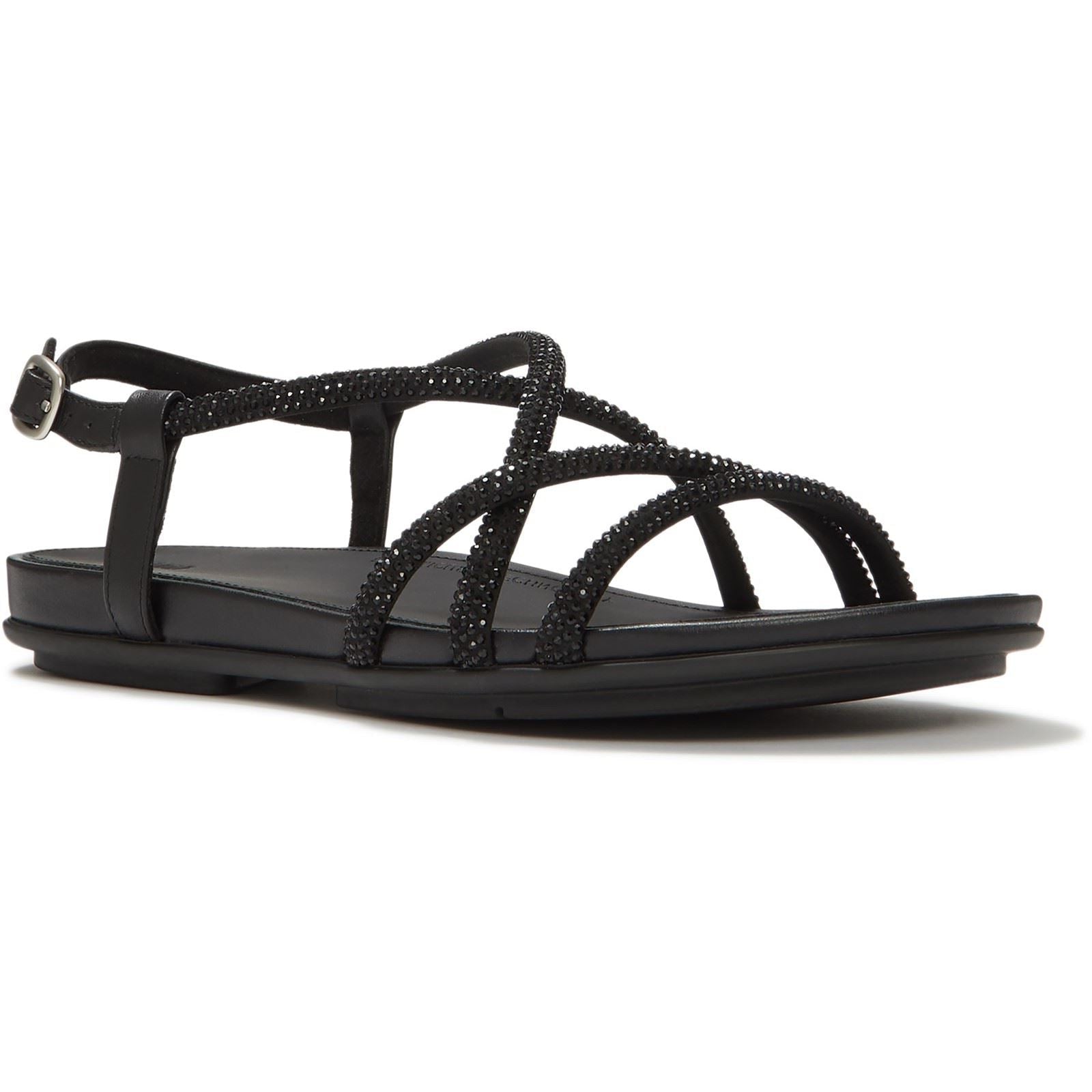 Fitflop Fino Toe-Post Leder Damen All Black Sandalen