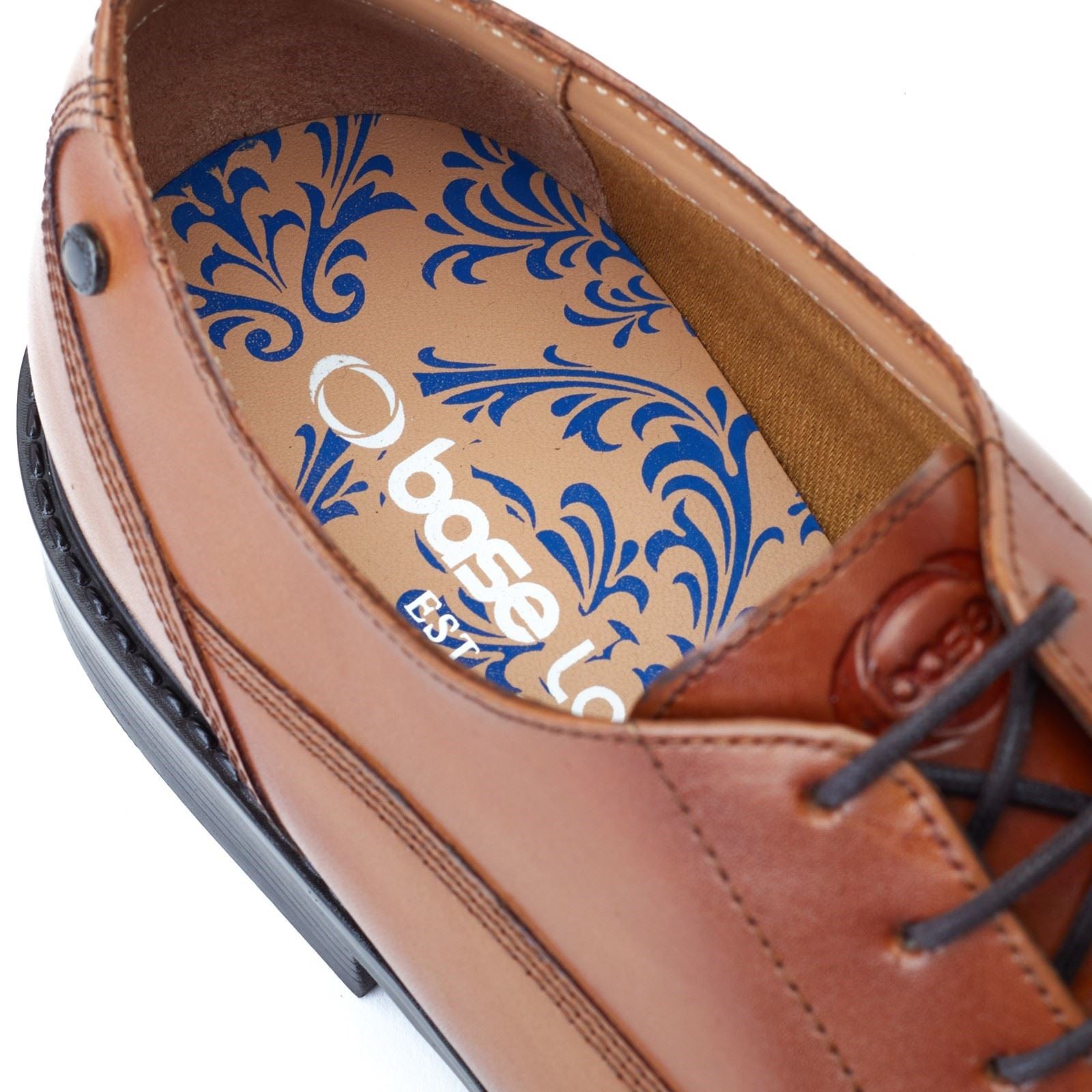 Base London Magnus Leder Herren Oxford Schuhe In Verbranntem Braun