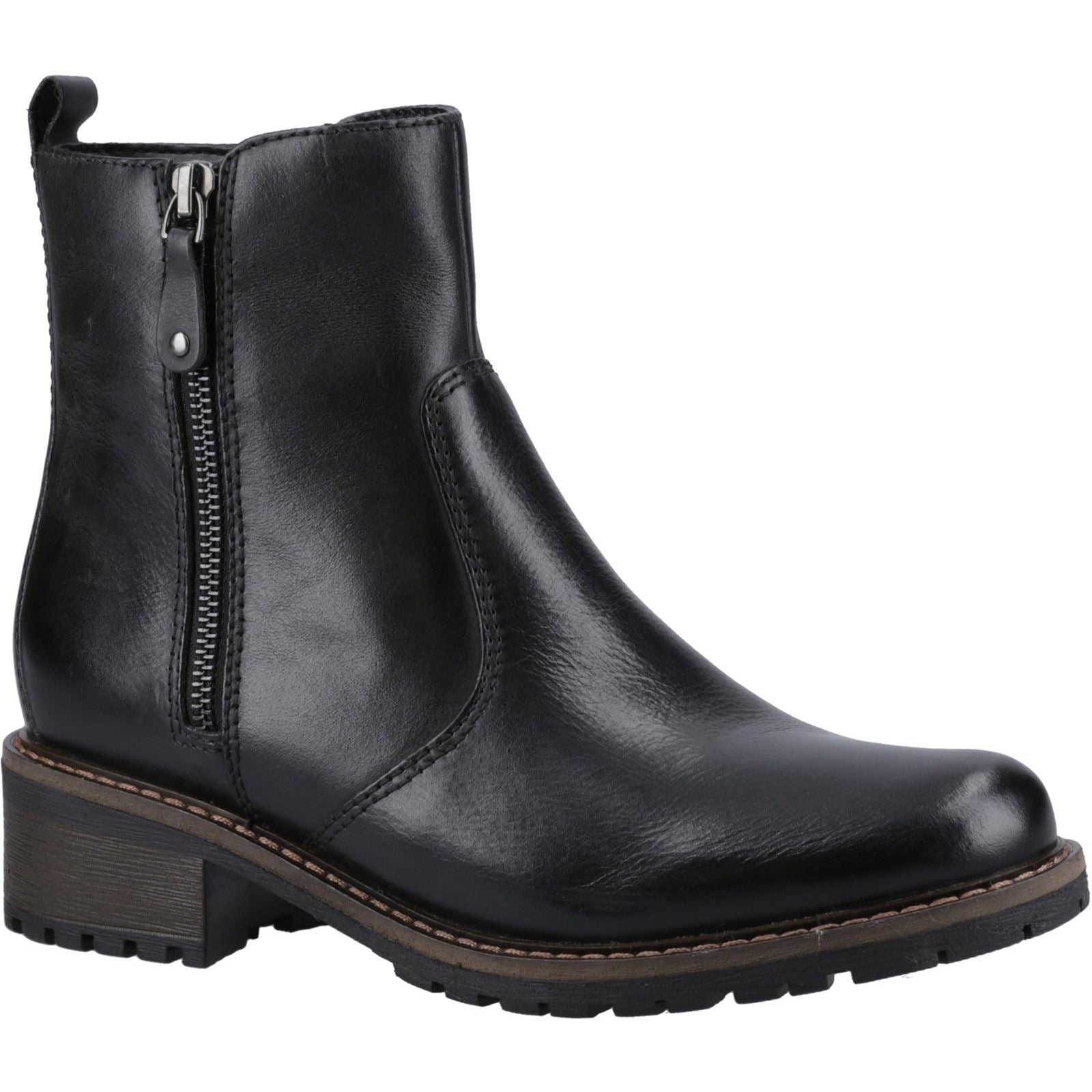 Hush Puppies Pippa Leder Damen Schwarze Stiefel